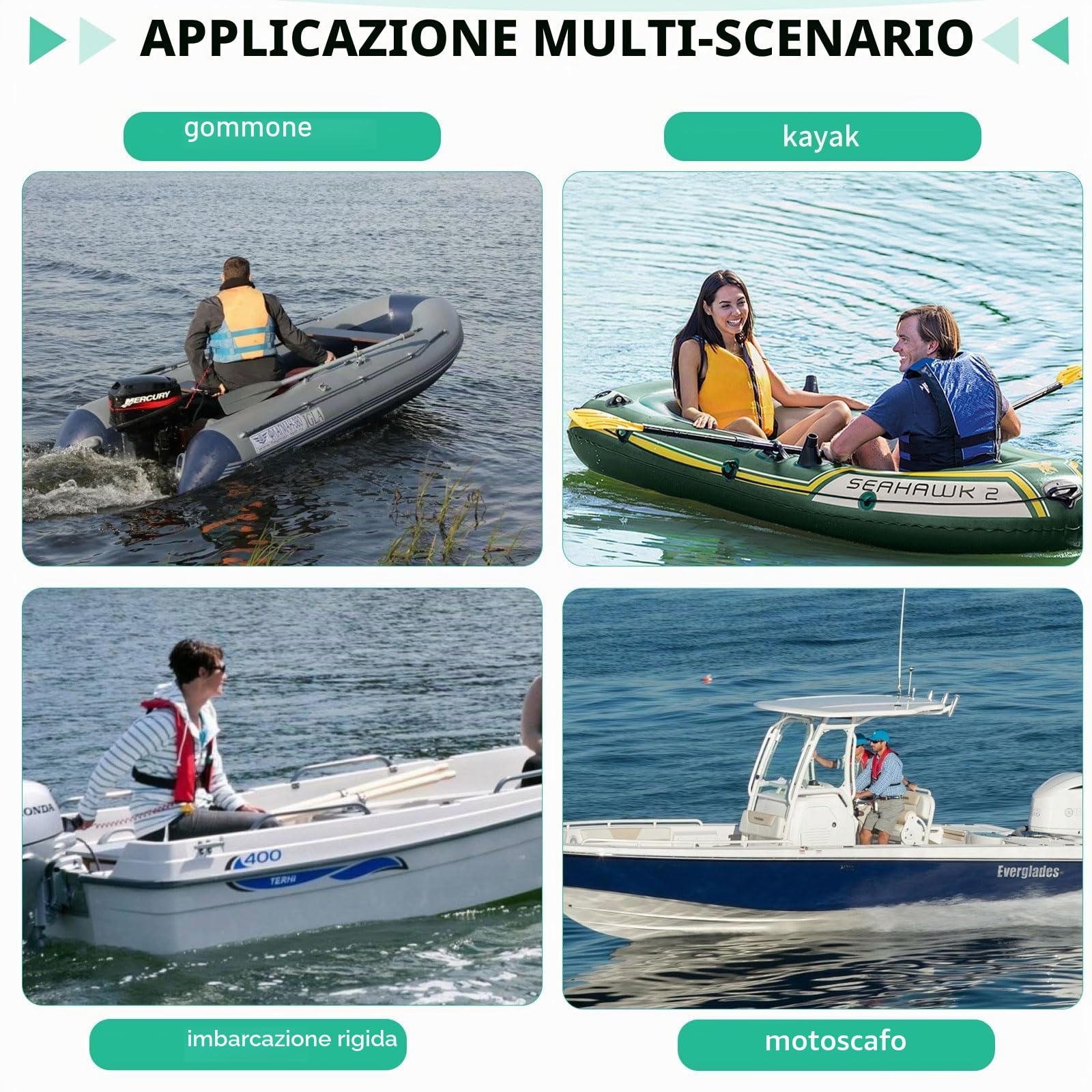 SWAWIS Ancora SUP Ancora Barca Kit 1,5 kg 20 Metri Gommone Folding | Portatile; 20M; Cima Boa Sacchetto Portatile Gonfiabile Canoa Kayak