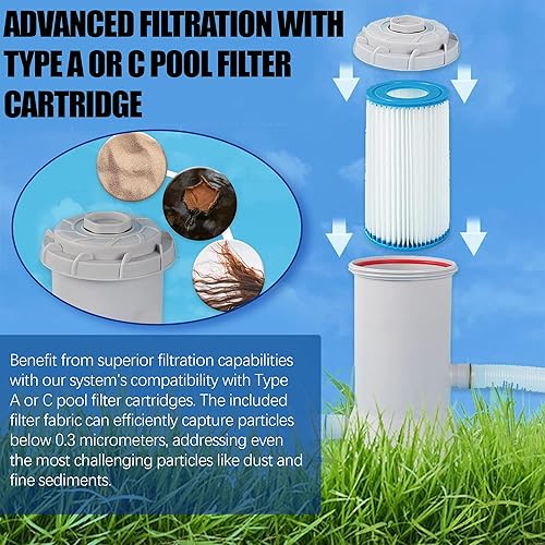 Miniatura 7 de TonGass Bombas de piscina de 1000 GPH, bomba de filtro de piscina sobre el suelo para piscinas, bombas de 1000 GPH, caudal todo en uno, filtros para