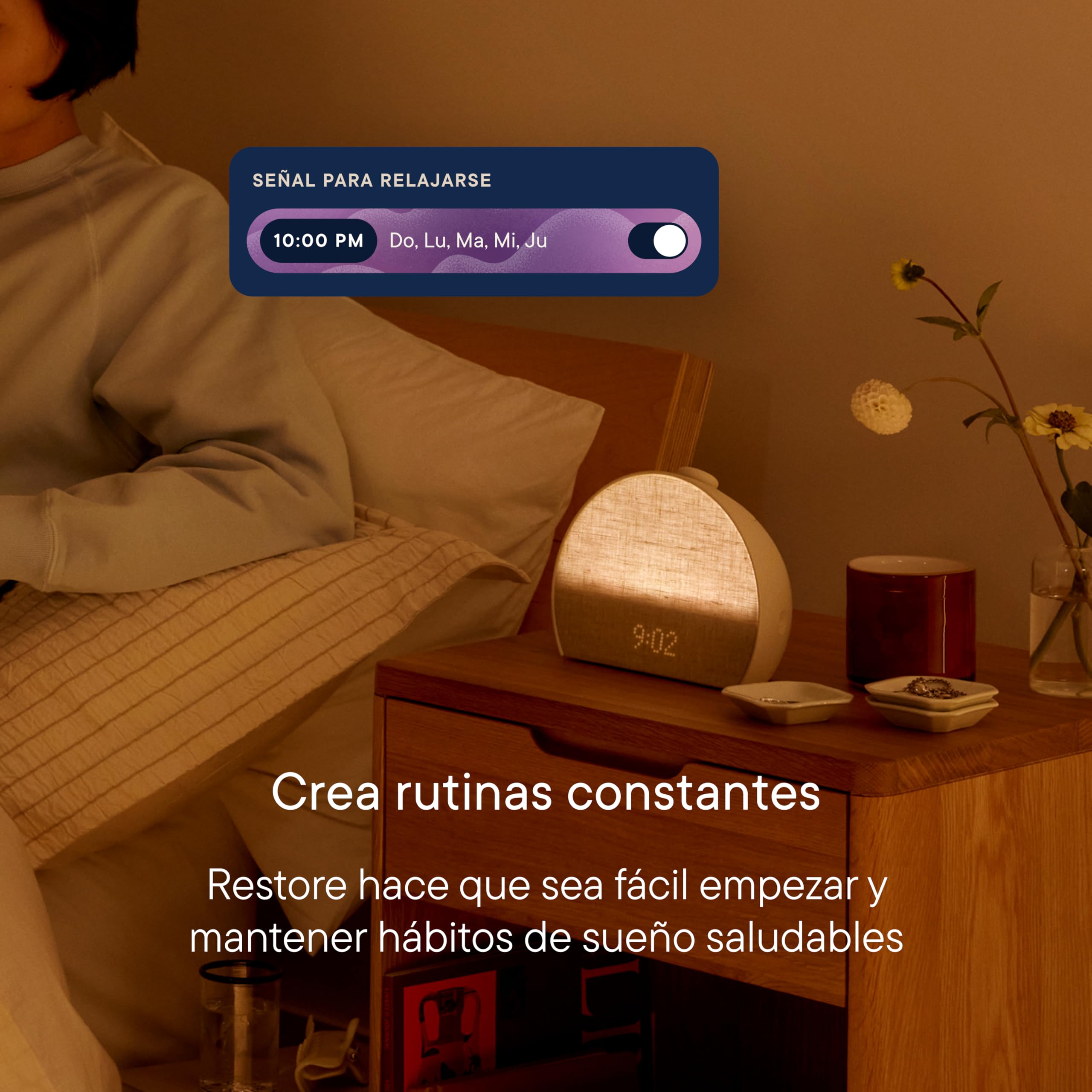 Hatch Restore 3 Despertador Amanecer y Despertador Solar con máquina de Sonido y luz Inteligente – Ruido Blanco, Rutina de sueño sin Pantallas