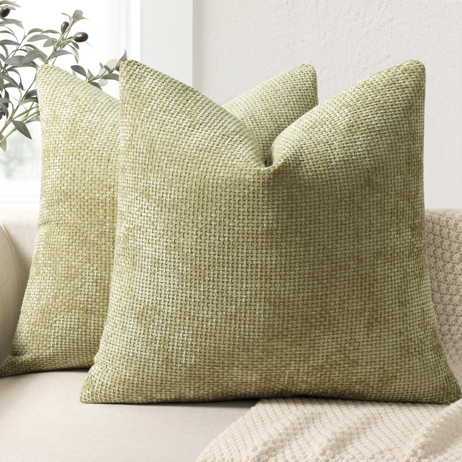 ZWJD Lot de 2 Housse Coussin de canapé 45x45 en Chenille Housse de Coussin Douces Cecoration de Maison Coussin Canape Décoratives de Luxe pour Canapé,lit et Salon