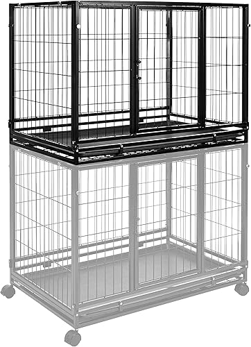 Miniatura 2 de Tienda Basics - Perrera portátil resistente apilable para perros y mascotas con bandeja, negro, 24.0"L x 28.0"W x 37.0"H