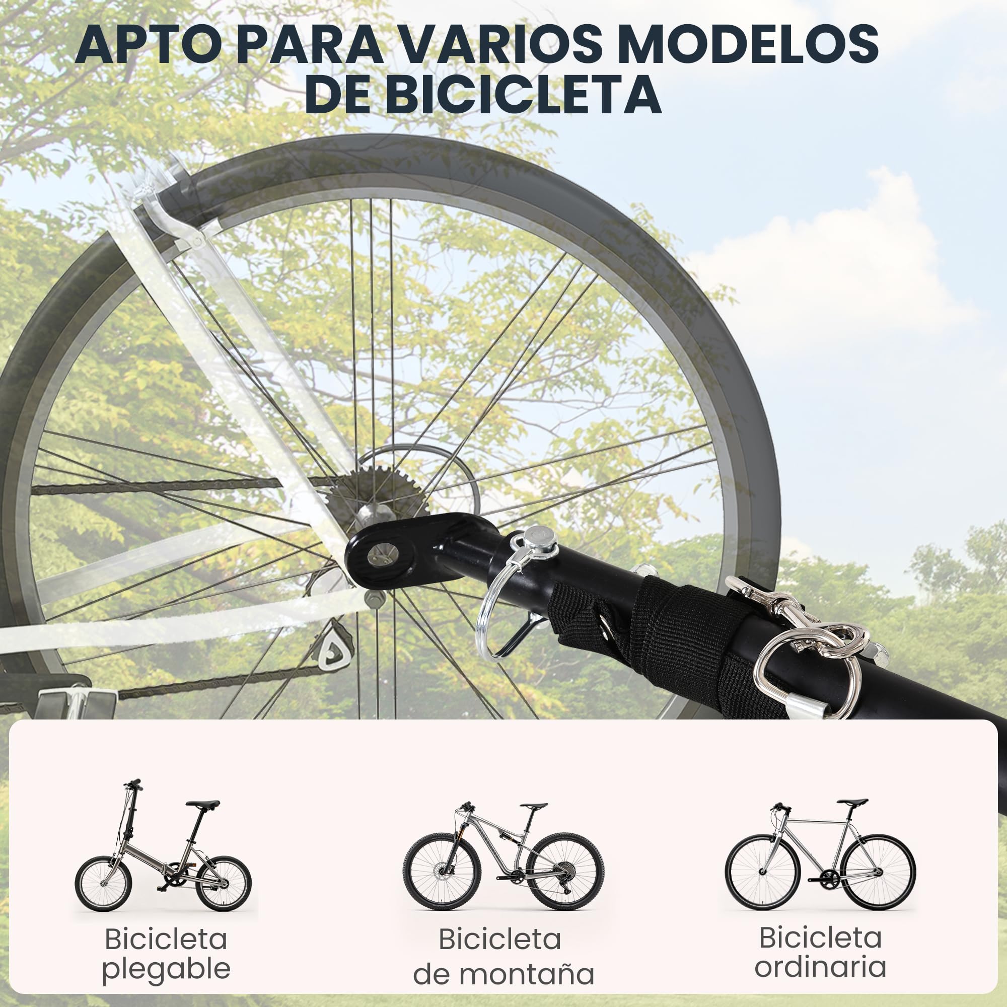 PawHut Remolque de Bicicleta para Carga 50kg Carga de Equipaje Marco de Acero Ligero con Reflectores