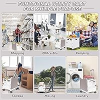 Vista 65 de FELICON SELORSS - Carrito plegable portátil con ruedas para subir escaleras y ruedas giratorias de 360°, mango telescópico, caja de plástico