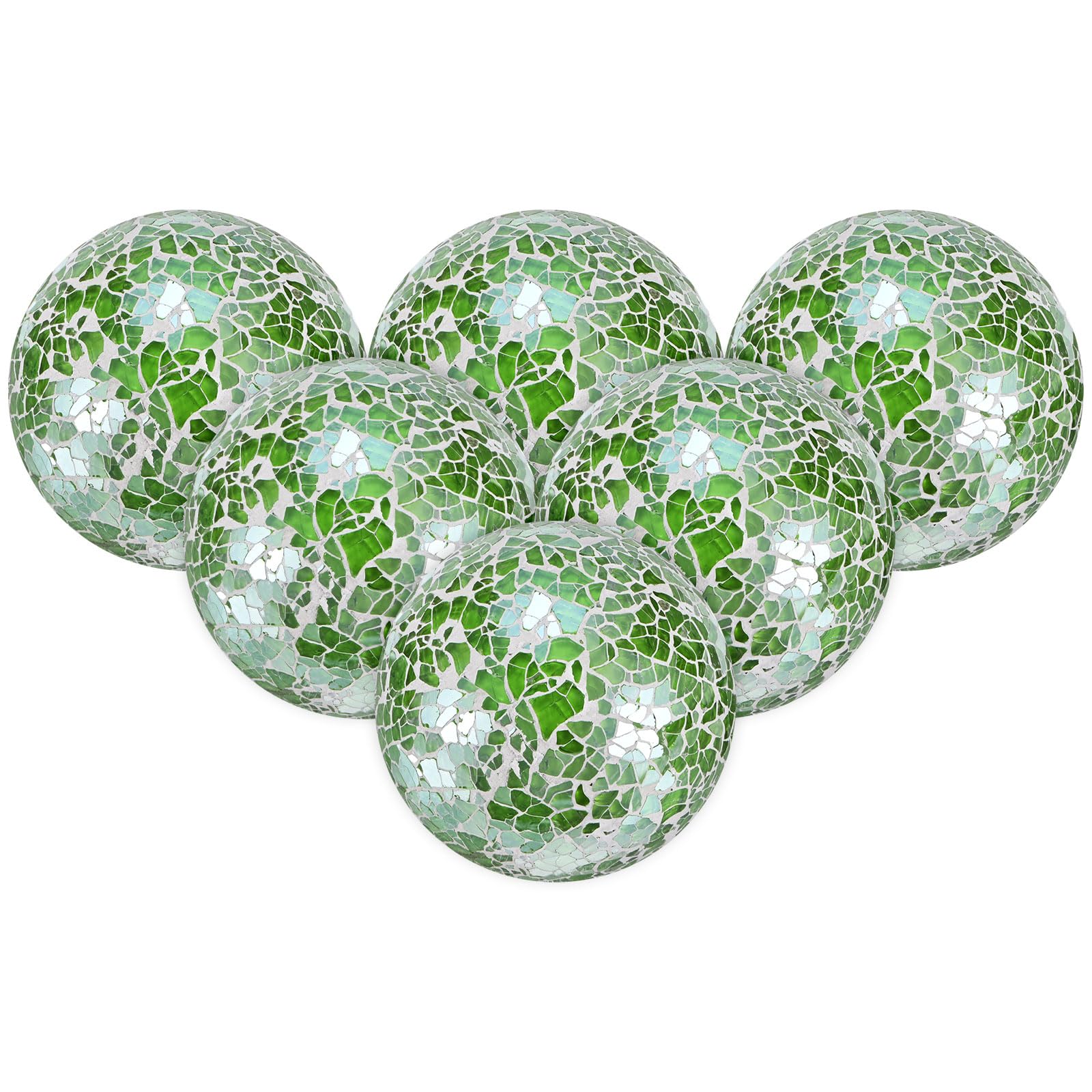 M METERXITY 6-Pack Decorative Ball 2.4 inch Mosaic Glass, Light Green