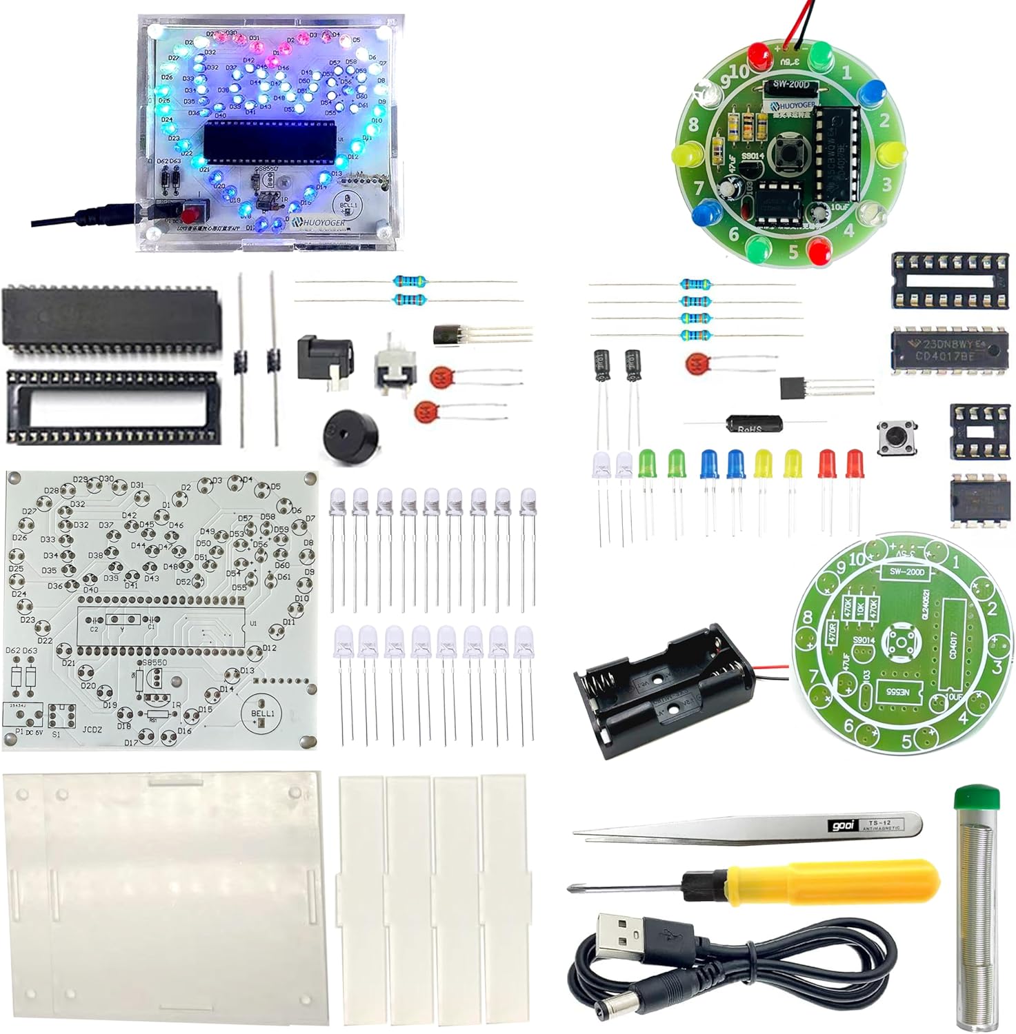 LED Soldering Practice Kit 2-in-1 RGB LED Light and Lucky Turntable Lights, DIY Electronics Soldering Project Kit