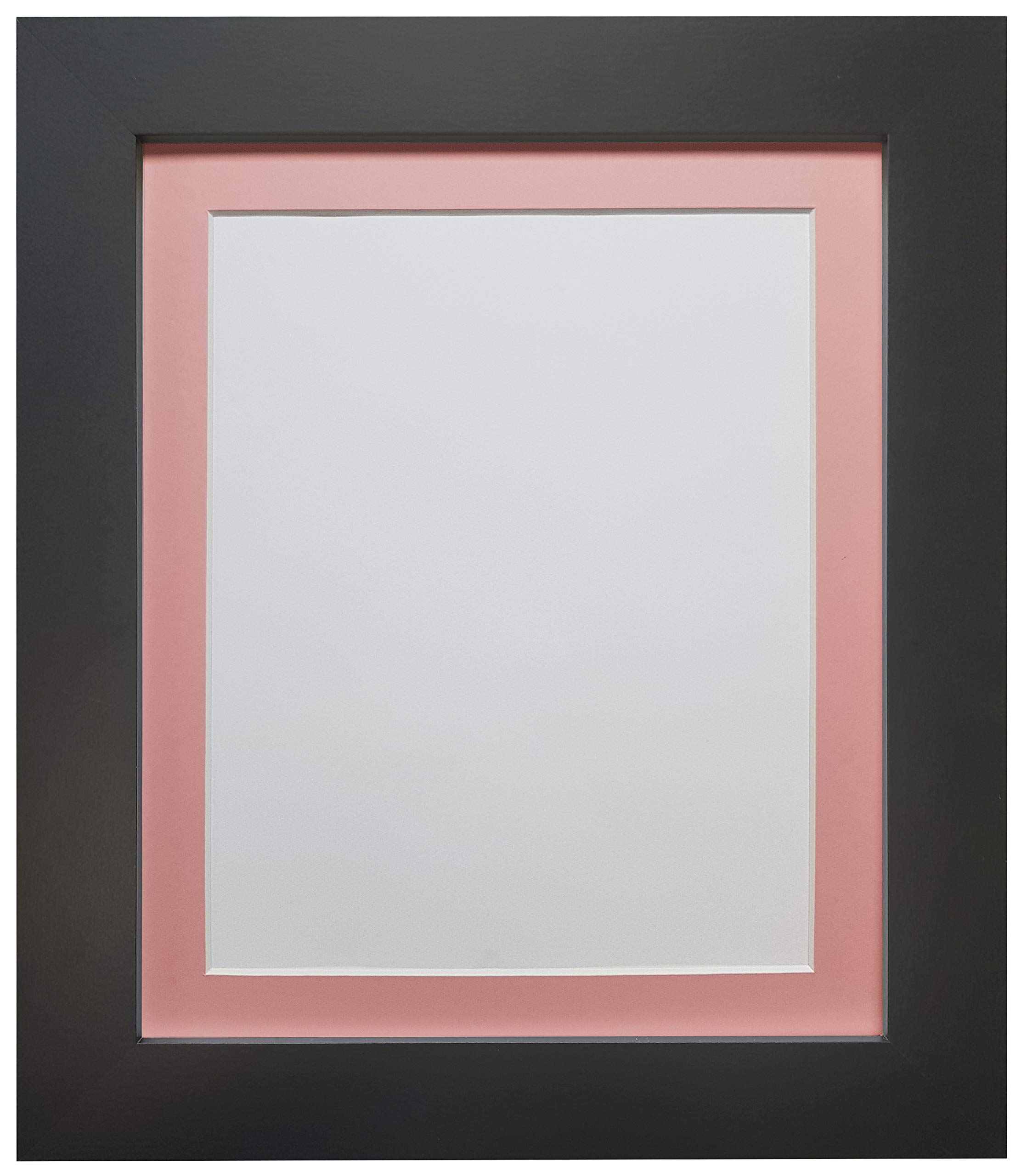 FRAMES BY POST London Picture Photo Frame, Wood, Black with Pink Mount, 14 x 11 Inch Image Size A4 โ image 1