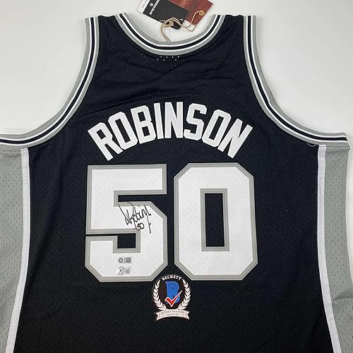 Miniatura 2 de AutographedSigned David Robinson San Antonio Spurs Black Authentic M&N Basketball Jersey Beckett BAS COA