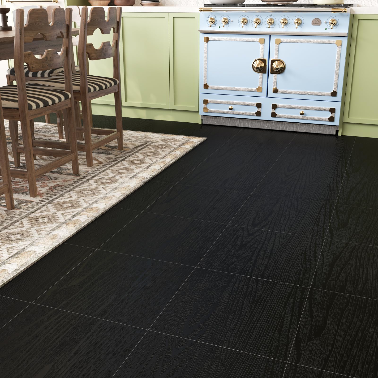 VaryPaper Pavimento in PVC Effetto Legno Nero 30cmx30cm 20 Pezzi Parquet Laminato Pavimento PVC Adesivo Soggiorno Camera Letto Piastrelle Adesive Bagno Impermeabile Adesivi per Piastrelle Cucina