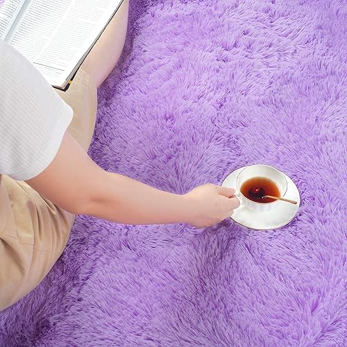 Miniatura 67 de Toneed Alfombra mullida para dormitorio, sala de estar, 5 x 8 pies, alfombra peluda negra, súper suave, moderna, alfombra de felpa mullida para Negro