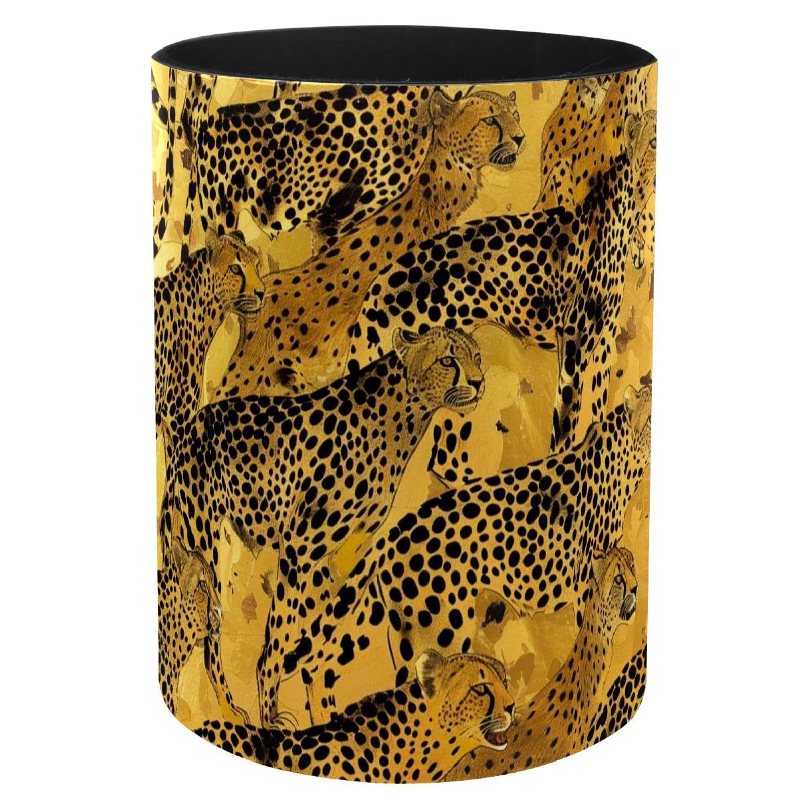 Porte-stylo en métal guépard doré chic pour l'organisation de bureau
