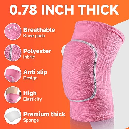 Miniatura 9 de Rodilleras de voleibol para mujeres, niños y niñas, rodilleras suaves y transpirables para voleibol, baile, fútbol, yoga, baloncesto y patinaje,
