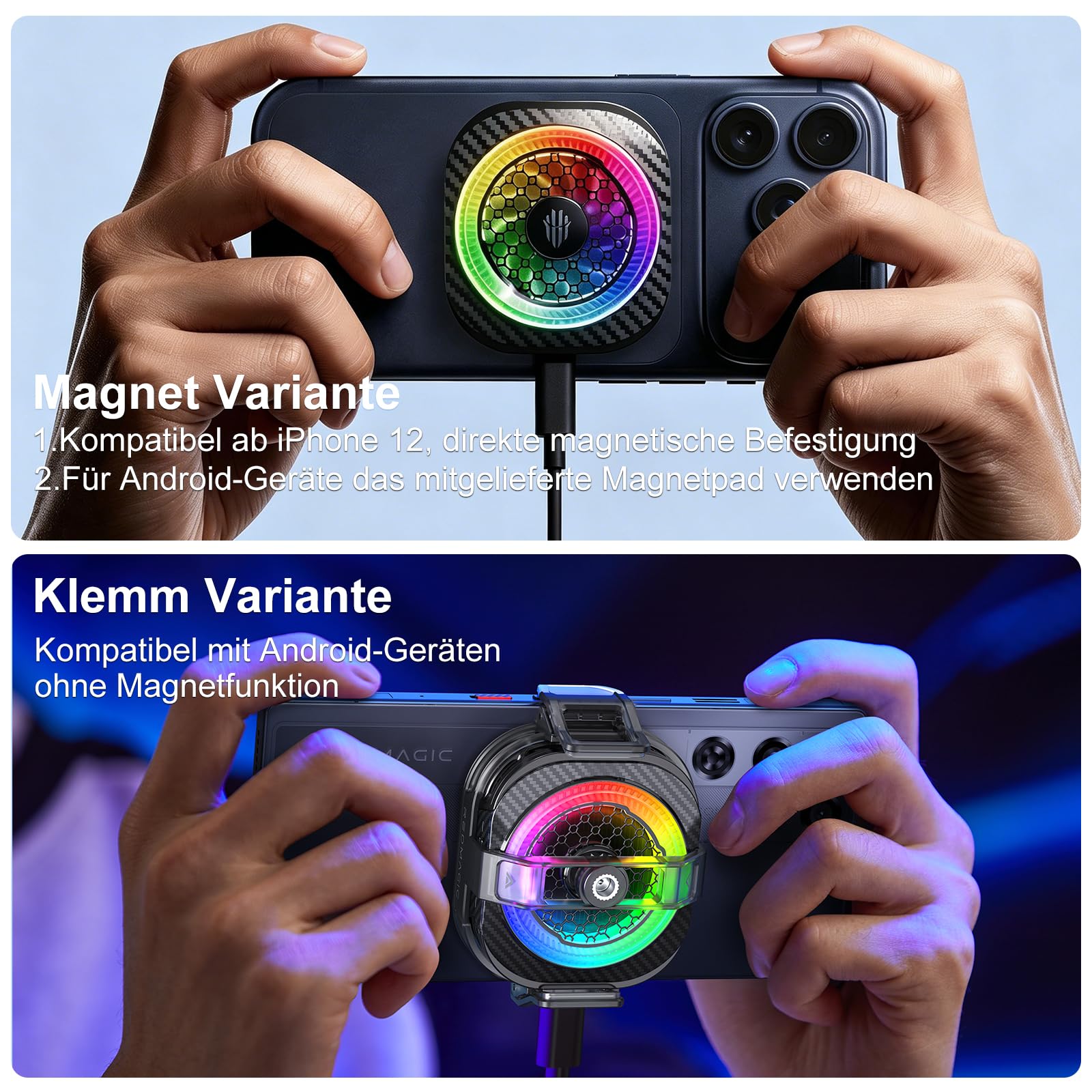 Nubia REDMAGIC 8 Pro Handy Kühler 36W Magnetischer & Clip Kühlventilator für iPhone Android iPad