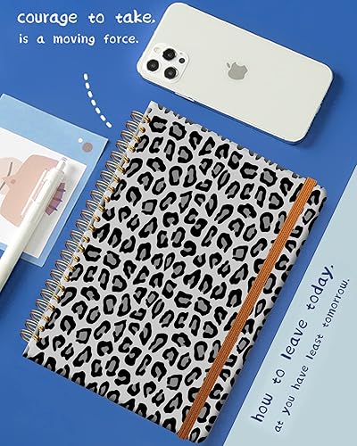 Miniatura 3 de Cuaderno de escritura en espiral a rayas, diario universitario A5 con forro de tapa dura para mujeres y niñas, encuadernación fuerte de doble