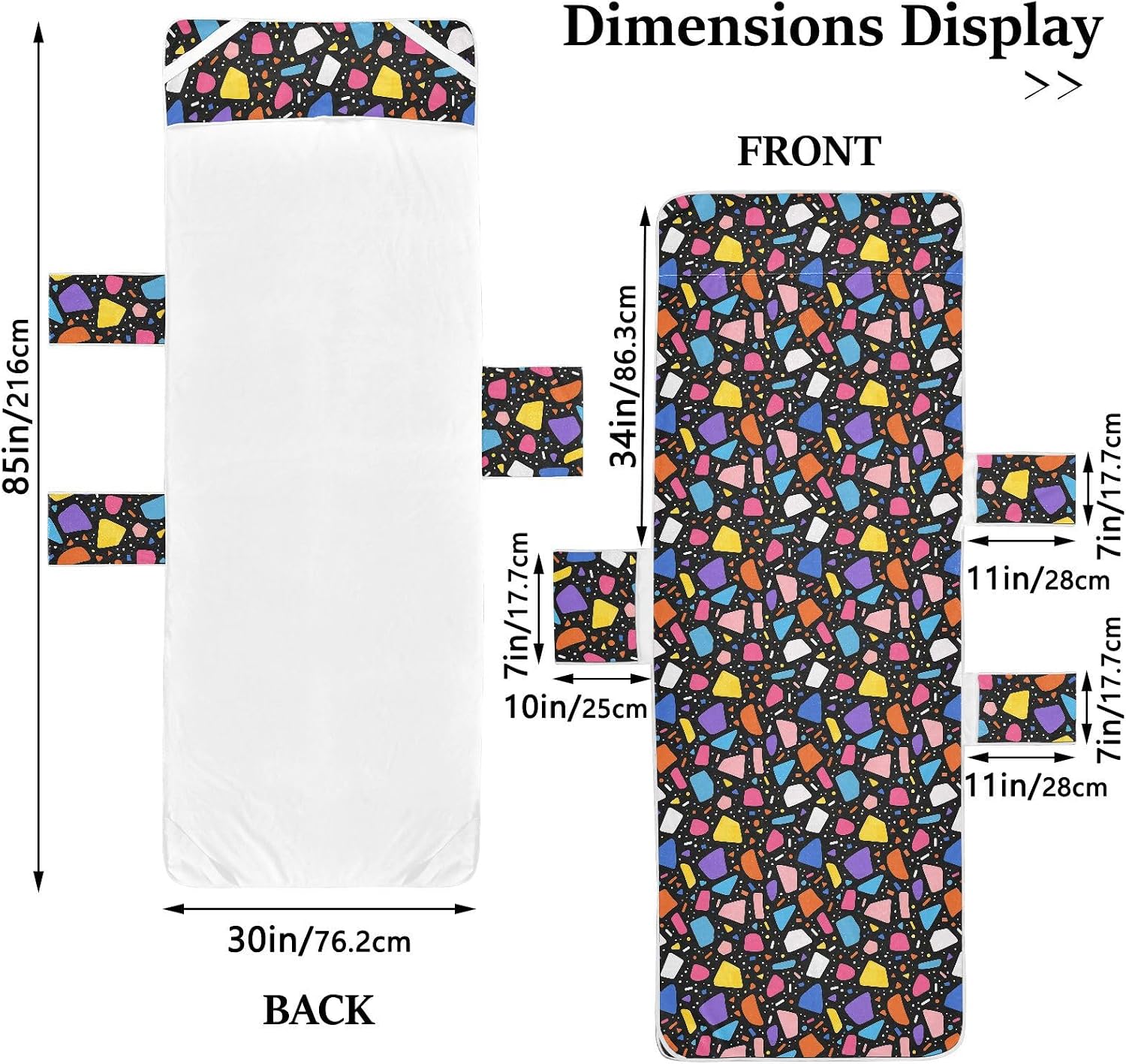 Colorful Irregular Pattern Decorative Patio Lounge Chair Covers Heavy Duty Patio Furniture Covers with Pockets for Beach Garden Courtyard Trips, cover para muebles de 85" X 30"