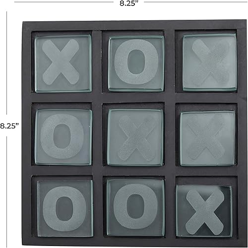 Miniatura 3 de Deco 79 Juego de aluminio Tic Tac Toe con incrustaciones doradas, 9 x 9 x 1 pulgada, dorado