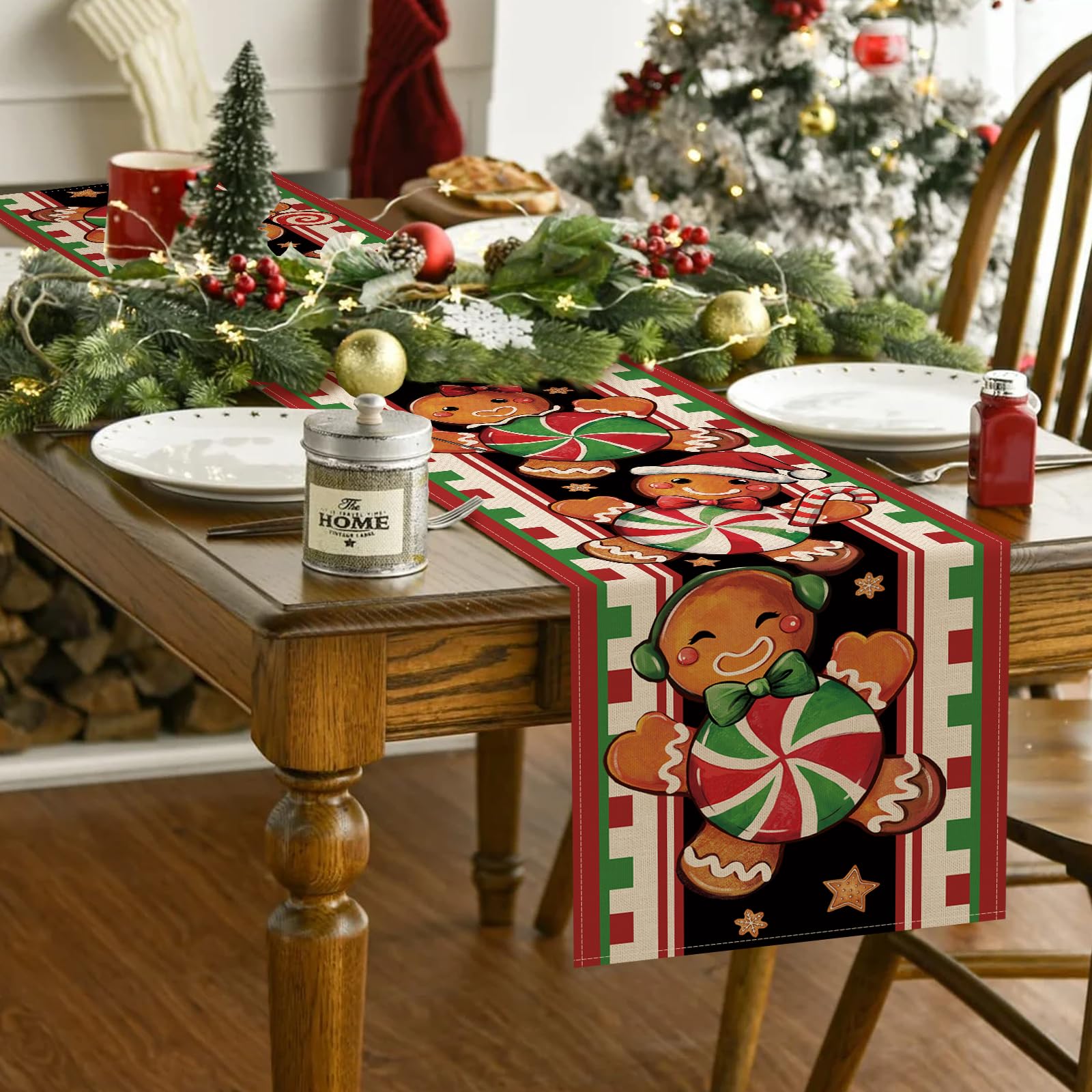Amazon.com: Seliem Christmas Gingerbread Man Table Runner, Xmas