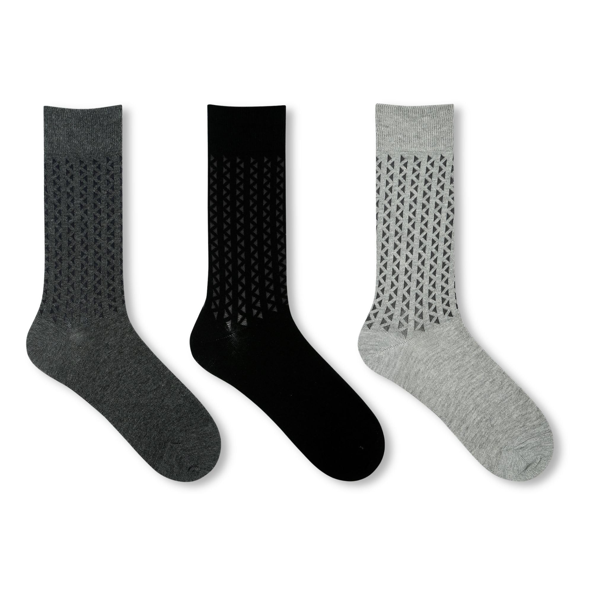 BALENZIA SocksXpress Men's Checks Cotton Crew - Black, White, D.Grey (Pack of 3)