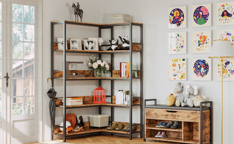 Amazon.com: IRONCK Corner Shelf 5 Tiers 70LB Capacity L-Shaped