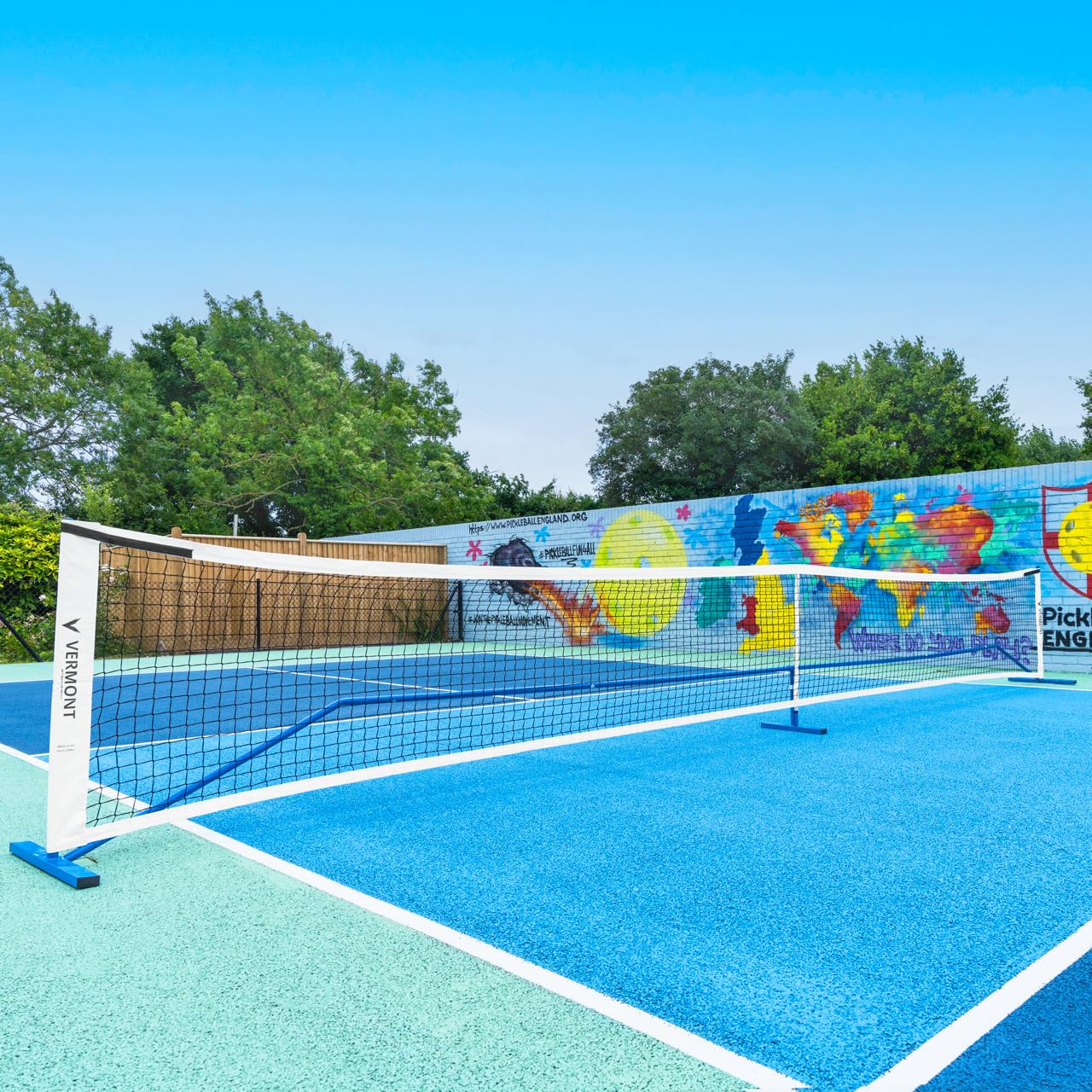 Vermont ProCourt Pickleball Nets [IFP Regulation] | Full Length / Half Portable – 11ft & 22ft Net Systems Easy Assembly Carry Bag Included (11ft (Half Court)), White, Blue