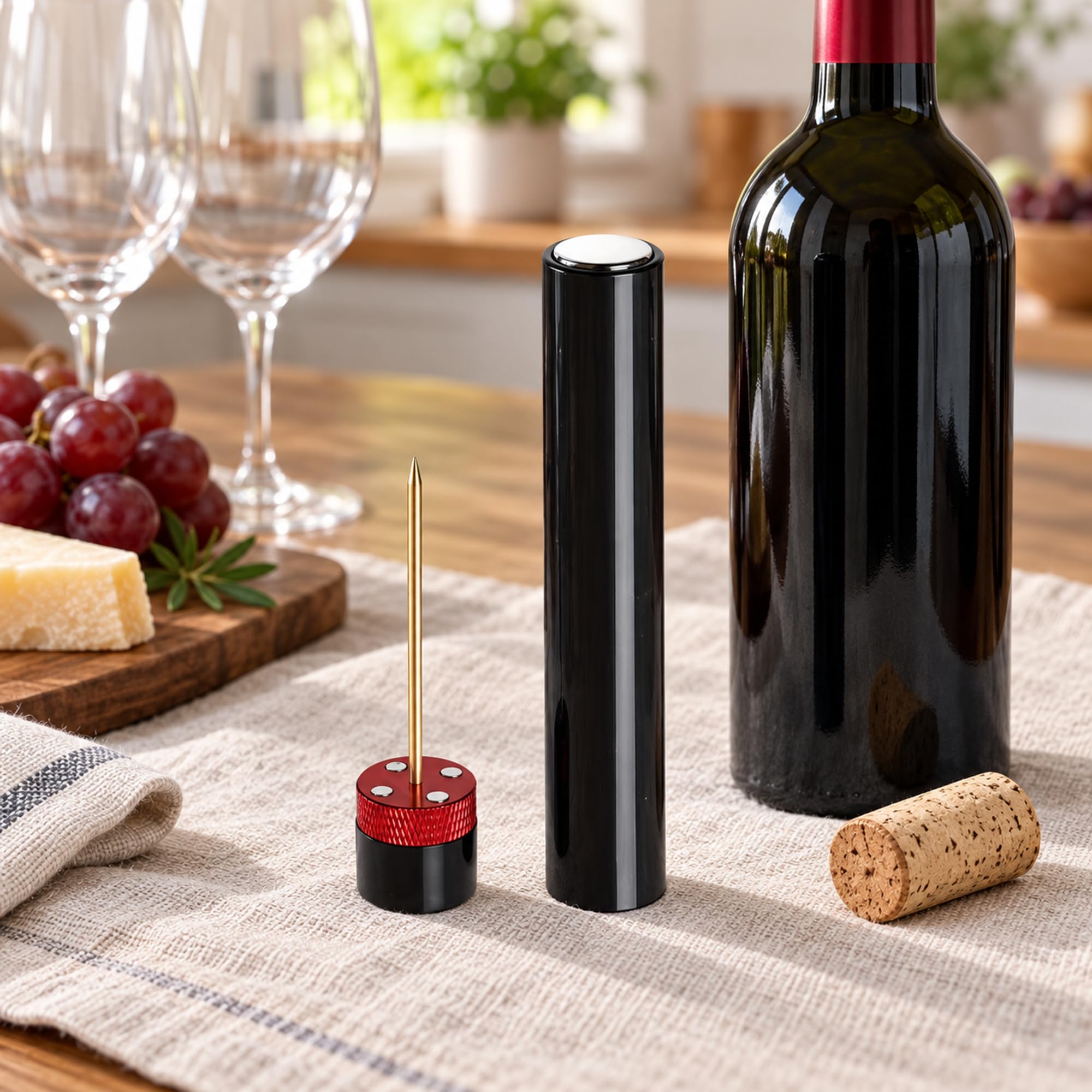 Aluminum and Plastic Air Pump Wine Cork Remover for Opening Bottles at Home Dinners, Parties and Gatherings