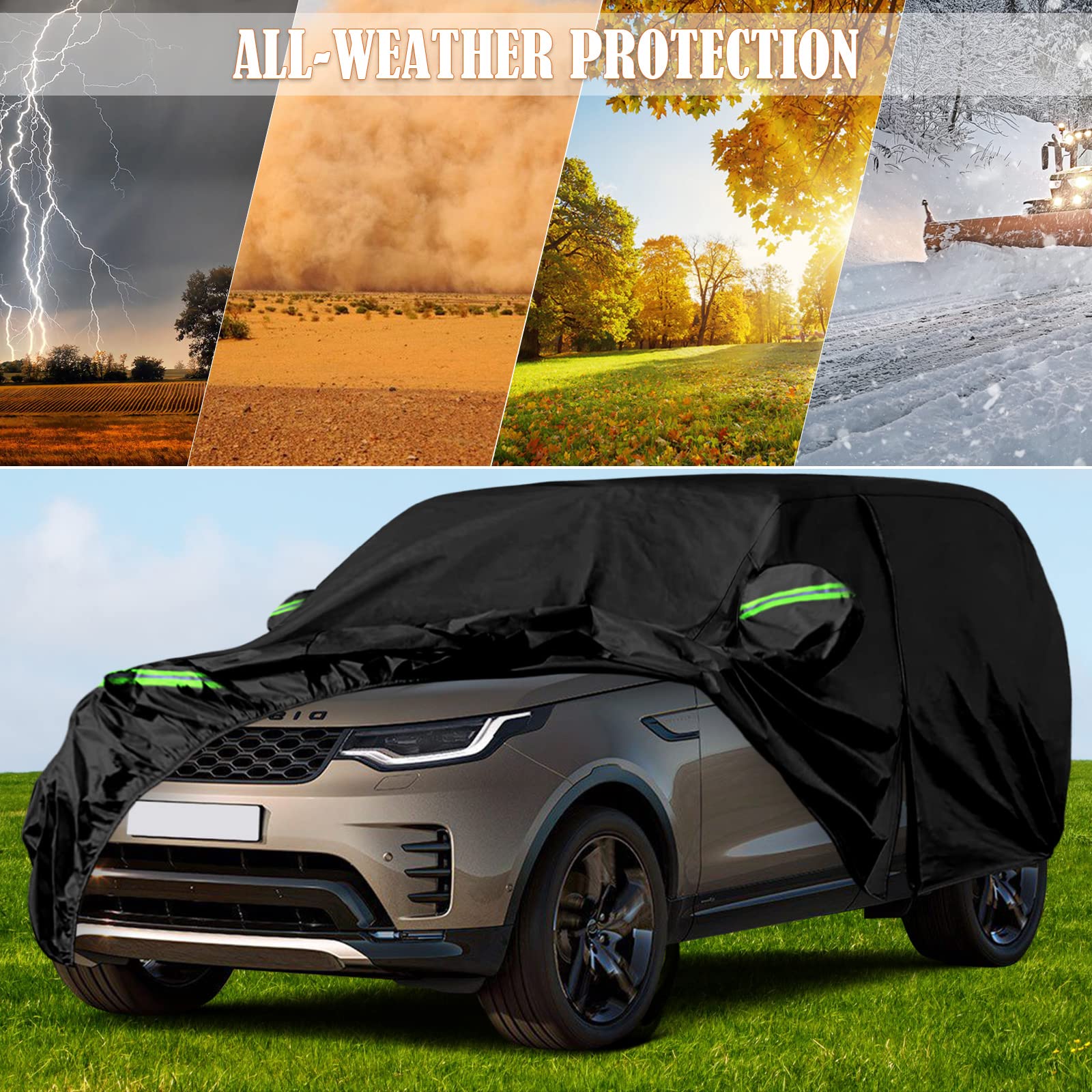 Autoabdeckung Wasserdicht Ersatz für Land Rover Discovery 3 4 L462 2004-2025, Vollgarage Autoplane Outdoor Abdeckung für Regen Schnee Sonne Staub UV Schutz, Winddicht Auto Abdeckplane Winter & Sommer