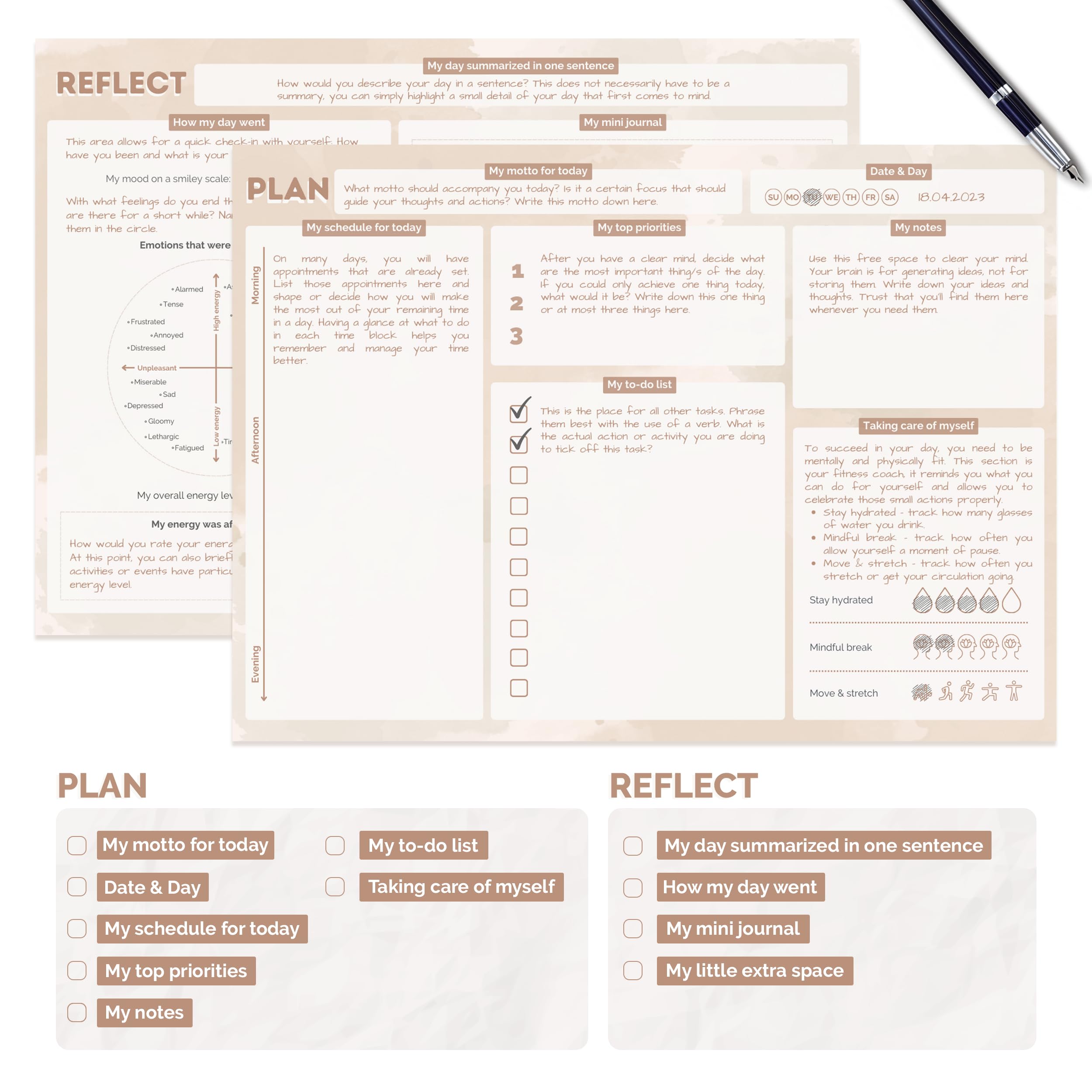 Daily Planner To Do List Notepad by metaFox becoming,A Good Day Planner,50 Pages Undated Daily Planner Pad,Daily Notepad for Work and Personal Planner,A4 Daily Planner Notepad, 21 cmx29.7 cm.