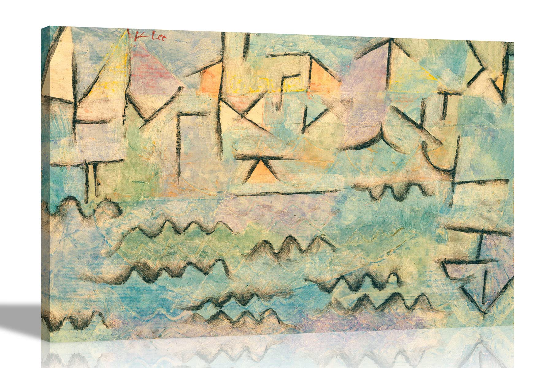 Artley Prints Colourful The Rhine At Duisburg By Paul Klee Canvas Wall Art L Framed Prints L Expressionism Decoration Oil Painting Reprint Hanging Artwork Extra Large 101 X 76Cm (40 X 30 Inches)