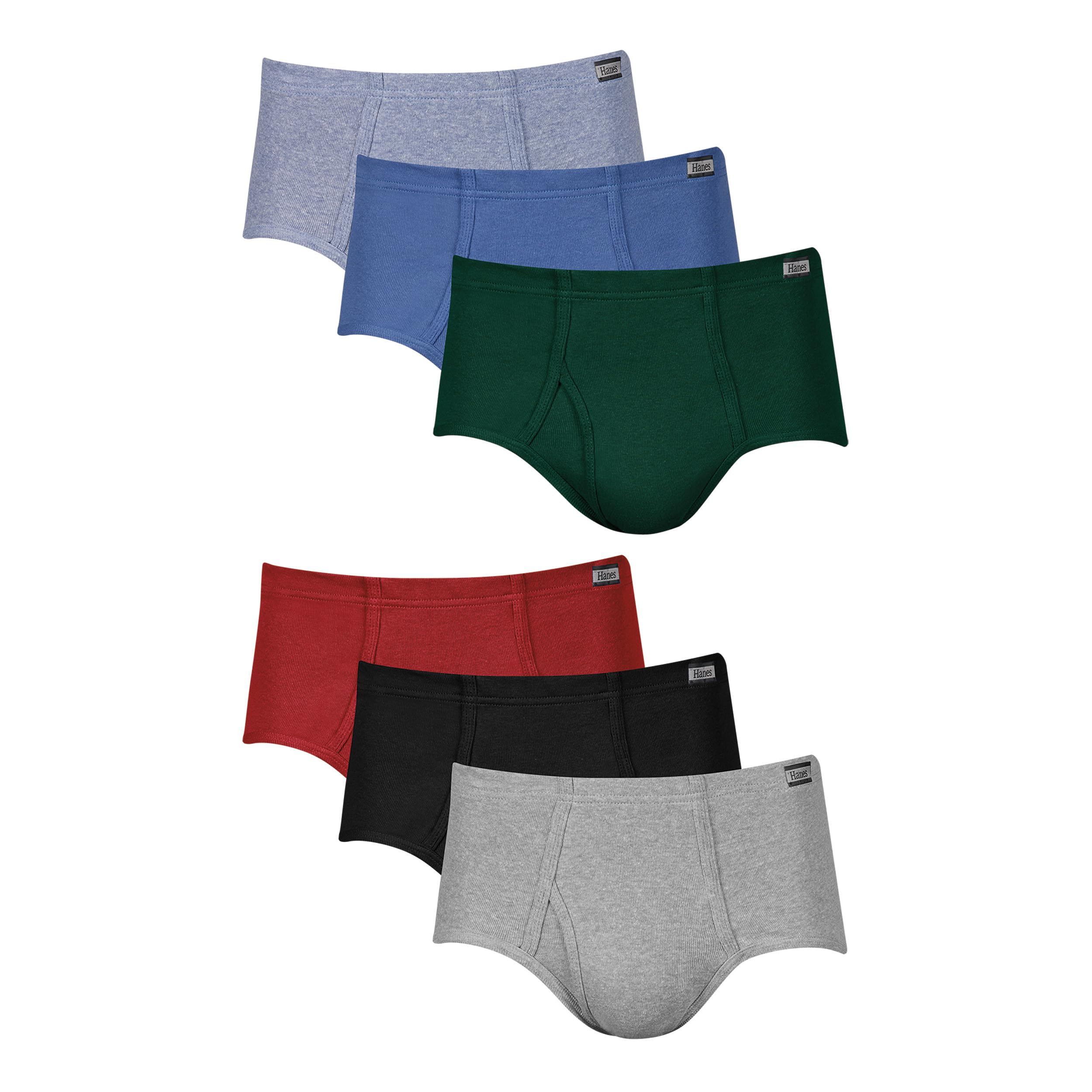Hanes Men's Tagless No-Ride-Up Briefs with ComfortSoft Waistband, 6-Pack