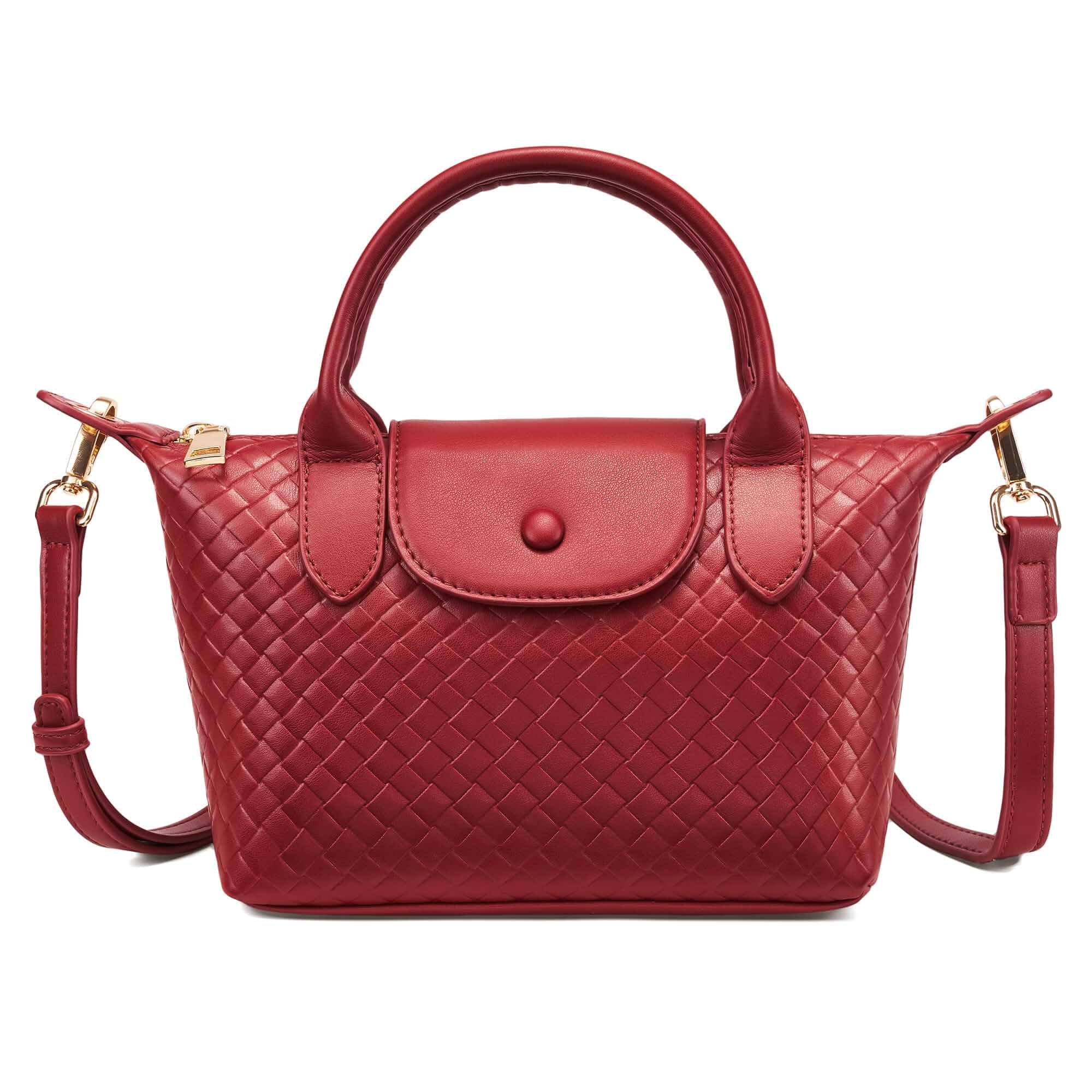 Small Top Handle Handbags for Women Vegan Leather Woven Purse Woven, Adjustable Strap, Dual Top Handles, Magnetic Closure, Occasions: Trendy Travel Casual Going out