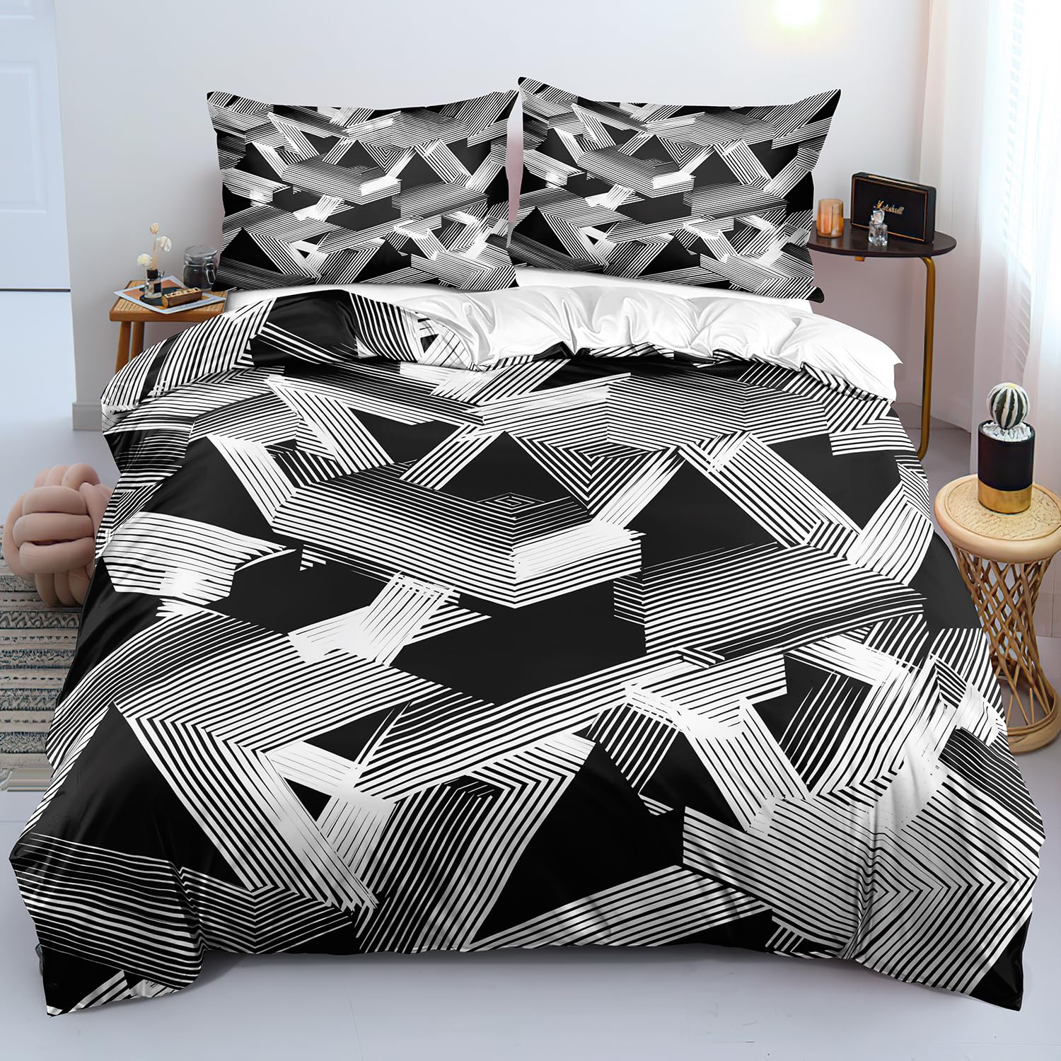 Parure de lit 260x240 moderne avec fermeture éclair pratique pour un enfilage rapide