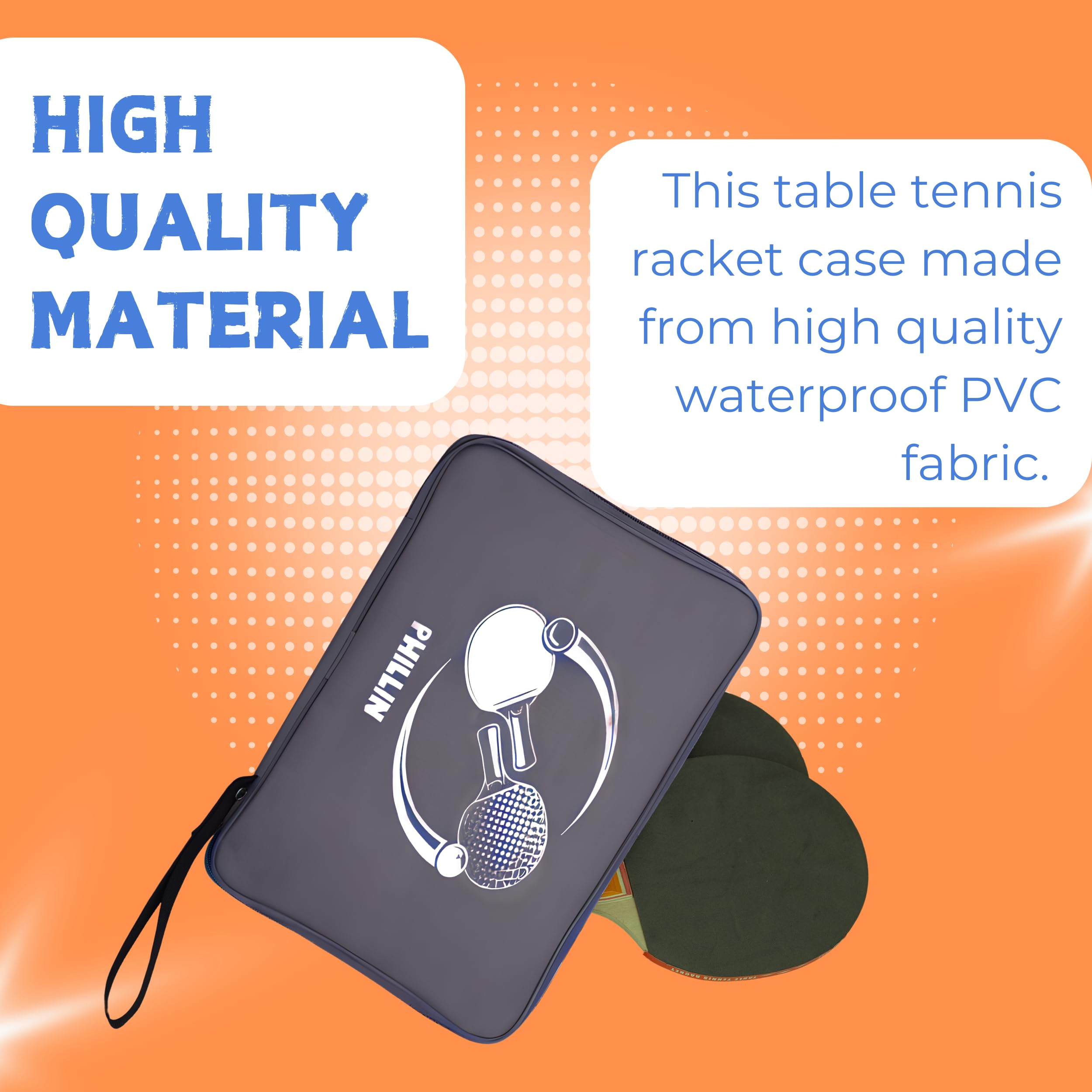 PHILLIN PHLLIN Table Tennis Racket Cover with Zipper Closure TT Bag Soft Feel Portable Waterproof Bat Carrier Ping Pong Paddle Case - Grey 1