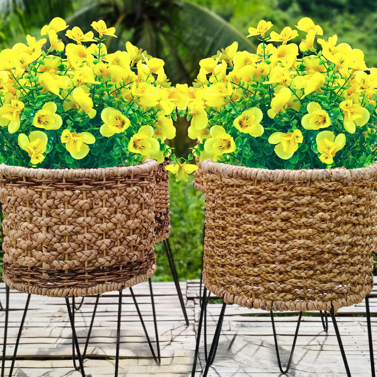 Artificial Flowers for Outdoor,Plastic Flowers for Outdoors,8 Bundles UV Resistant Fake Faux Flower for Outside Garden Yard Patio Décor(Yellow) - Image 8