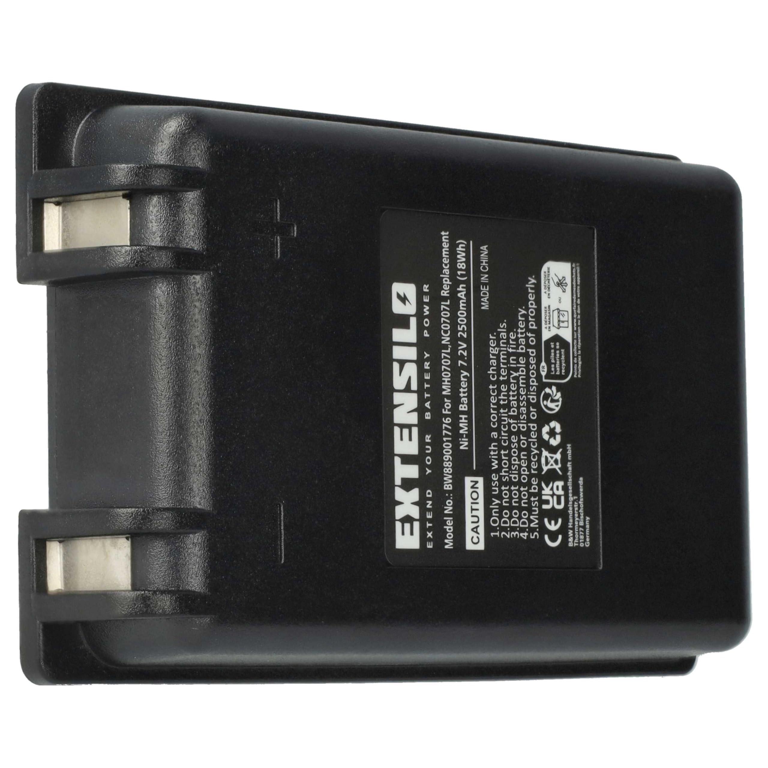 batteria sostituisce Autec MH0707L, NC0707L per Radiocomando Industriale, Telecomando (2500mAh, 7,2V, NiMH) - Nero