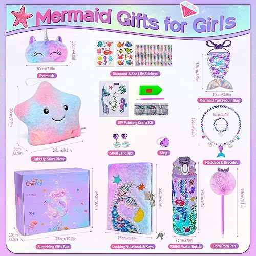 Miniatura 2 de Cherry Tale Juguetes de sirena, regalos para niñas de 4 a 6, 7, 8, 9 y 10 años, juego de regalos de cumpleaños para niñas con almohada de estrella