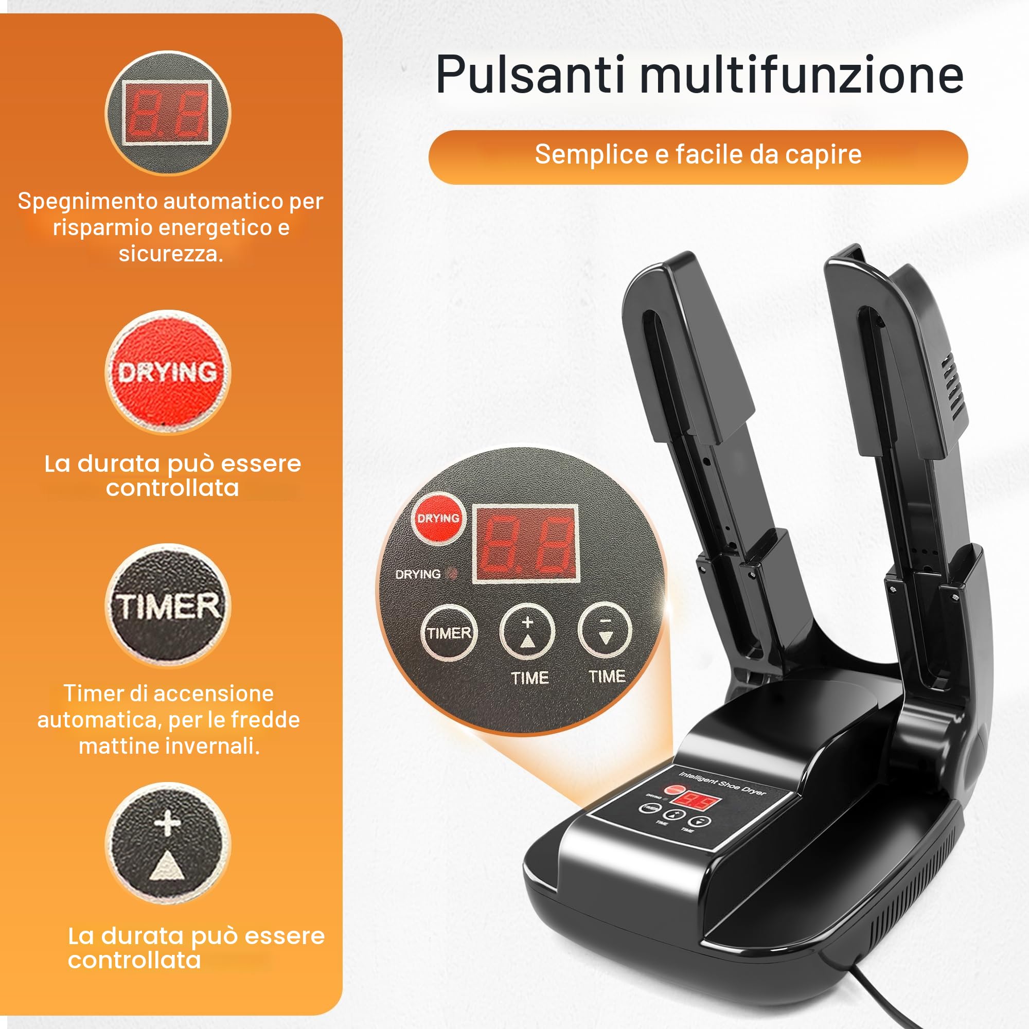 MBSM Asciuga Scarpe Elettrico Asciugascarpe con Ventilazione Asciuga Stivali Pieghevole Asciuga Scarponi in Modo Veloce con Timer per Scarpe da Calcio Scarponi da Sci Calzini Cappelli Guanti