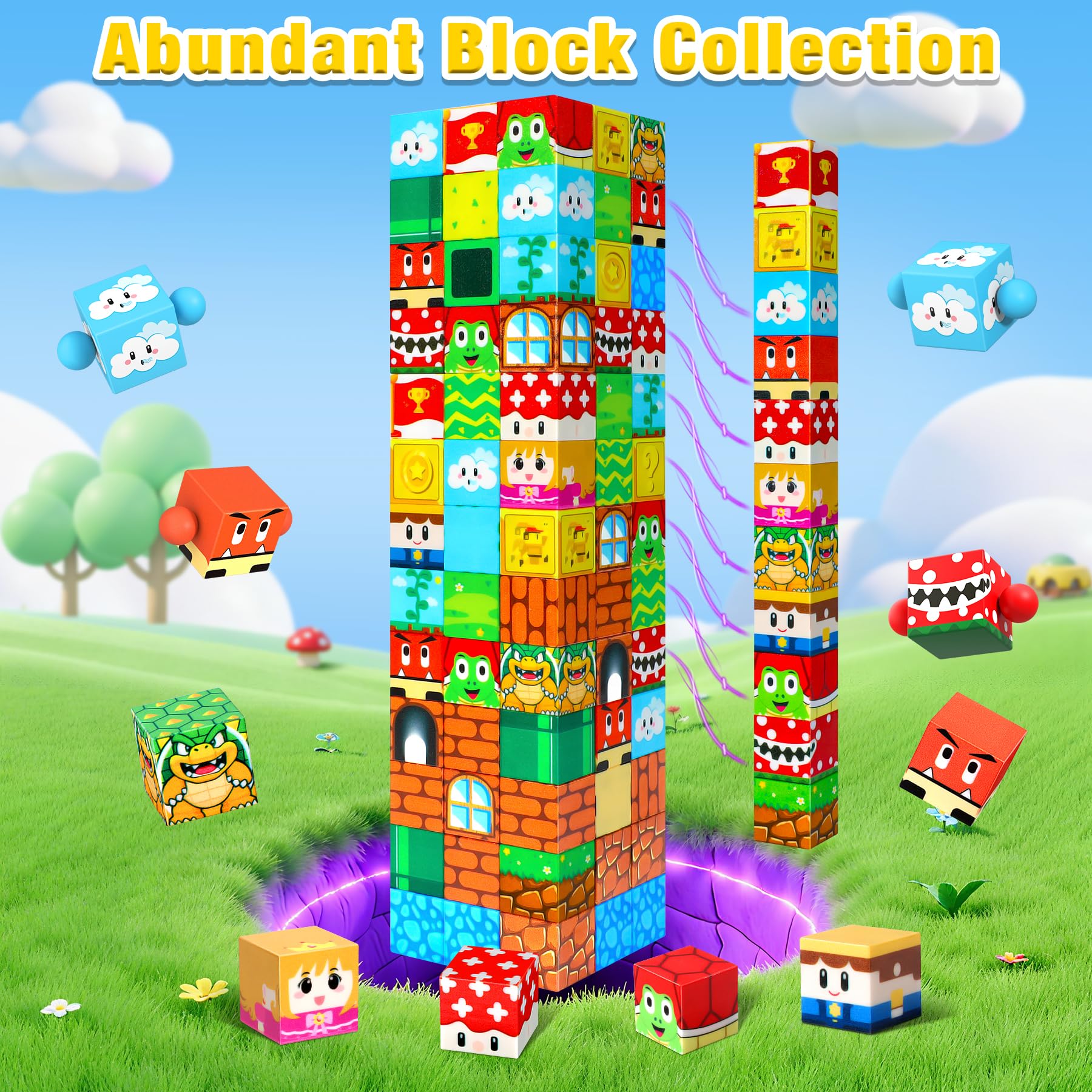 LUVTOY Costruzioni Magnetiche per Bambini - Blocchi Magnetici - Magneti Bambini - Giochi per Bambini Giochi Montessori 3 4 5 6 7 8 Anni - Halloween Regalo di Pasqua e Compleanno per Ragazzi e Ragazze