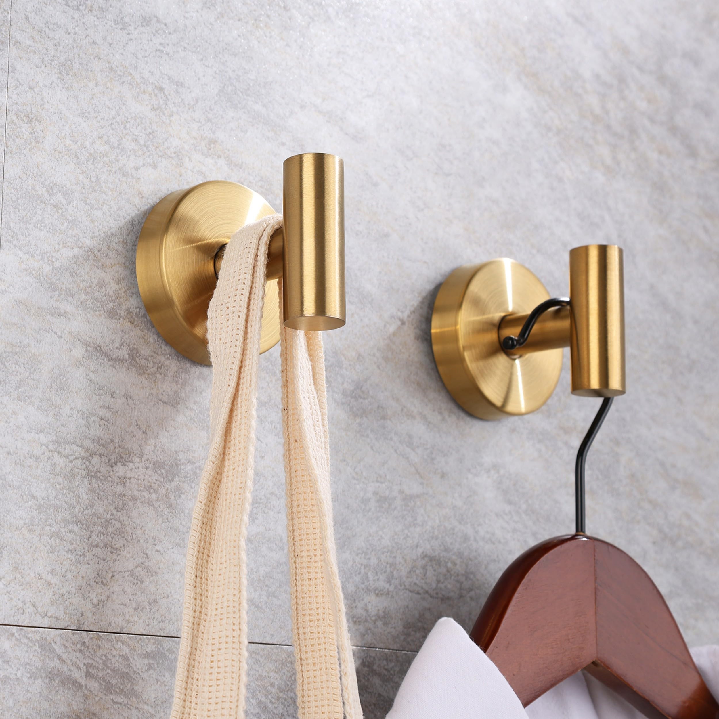 Augegel Suction Cup Hooks for Shower, Reuseable Towel Hooks for Bathroom, T Shape Gold