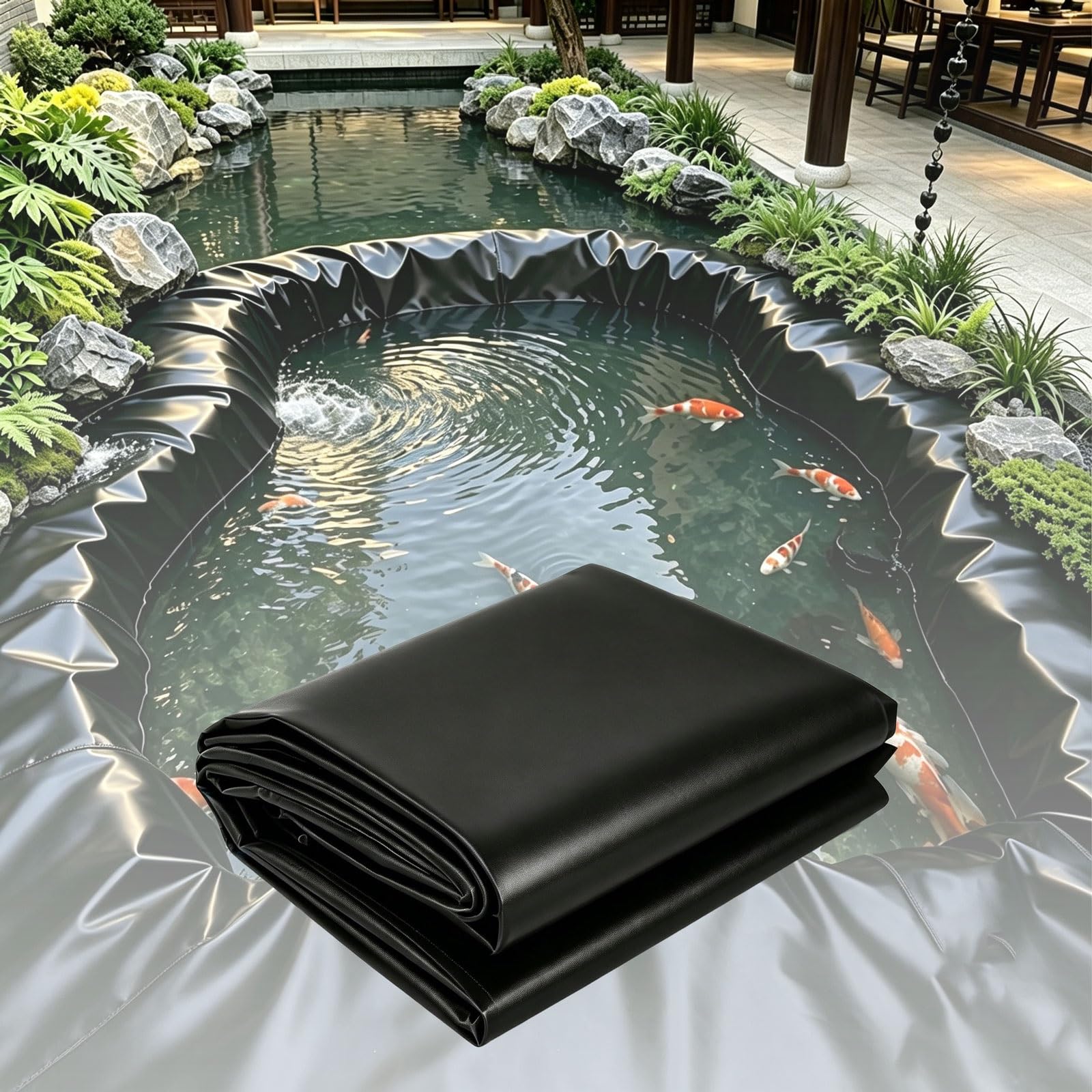 Folia do oczka wodnego HD klasy premium, 2 x 2 m, 3 x 3 m, 4 x 4 m, 6 x 8 m, 10 x 10 m, bardzo gruba folia do stawu ogrodowego, stawu rybnego, studni, ogrodu wodnego, odporna na rozerwanie, folia