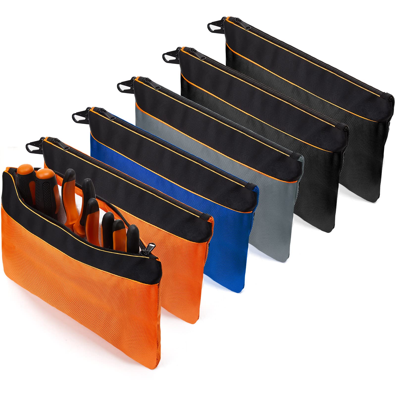 6 Pcs Small Tool Bag with Zipper Heavy Duty Utility Tool Pouches for