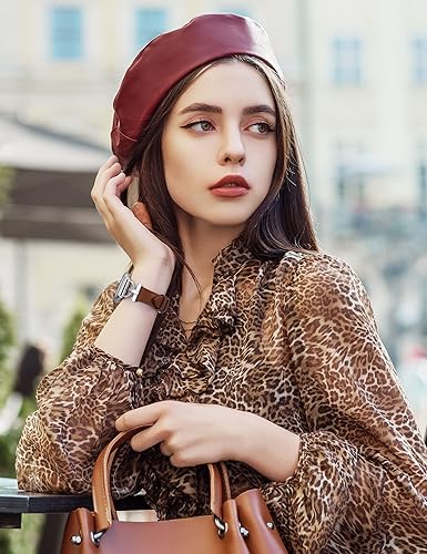 Miniatura 6 de Wearlizer Correa de cuero compatible con Fitbit Versa 2 para mujer elegante correa de cuero delgada con hebilla de metal en forma de D para reloj