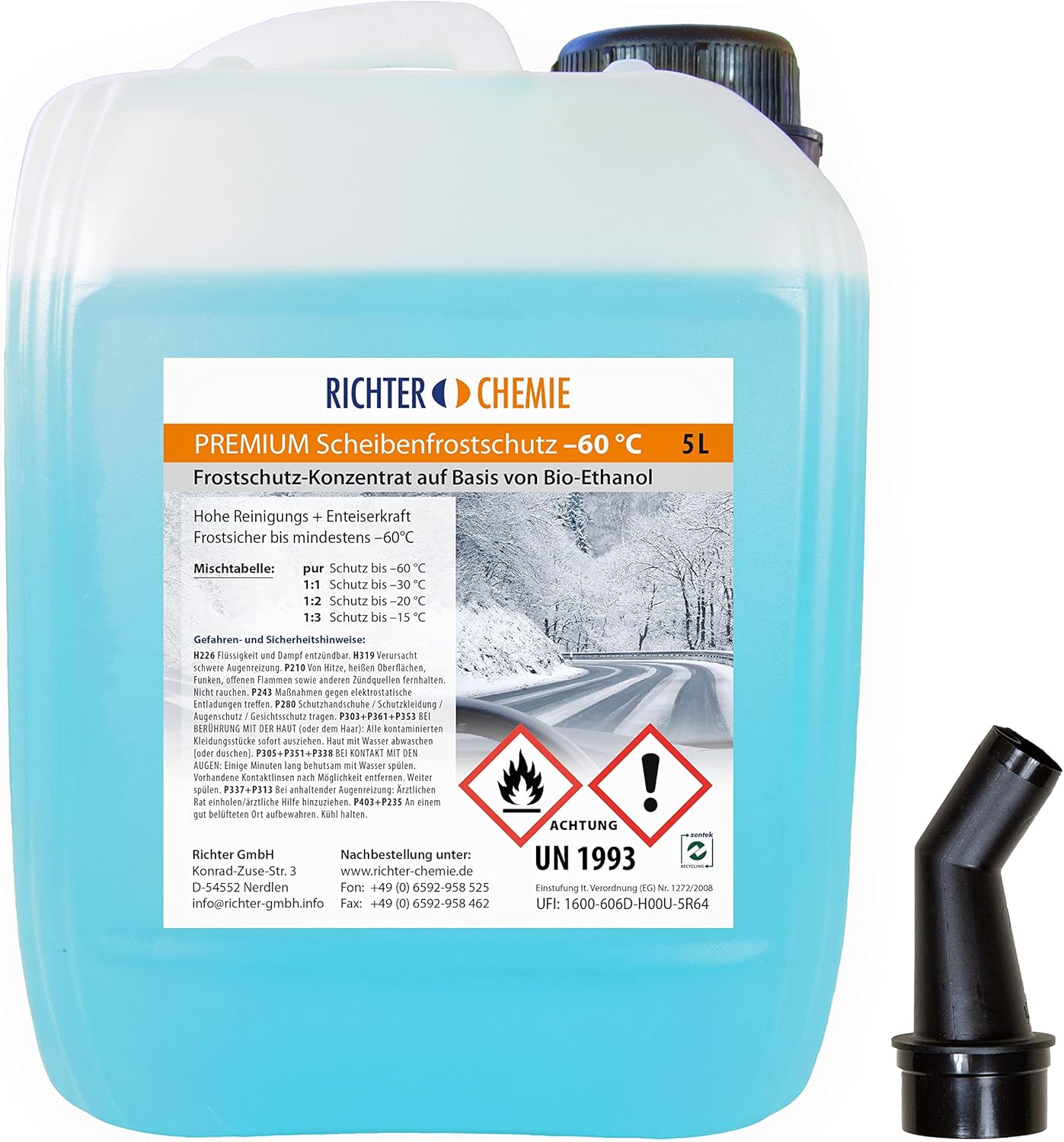 5 Liter Premium Scheibenfrostschutz - 60 Grad | Frostschutz Konzentrat ...