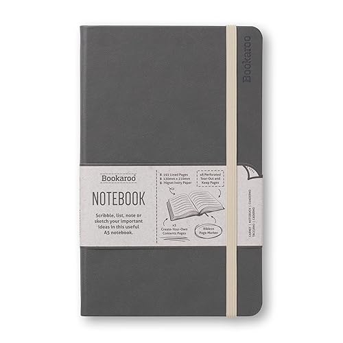 Miniatura 10 de IF Bookaroo - Cuaderno A5, color berenjena, cuaderno clásico a rayas, tapa dura con poliuretano suave, (A5) 8.5 x 5.3 in, 192 páginas