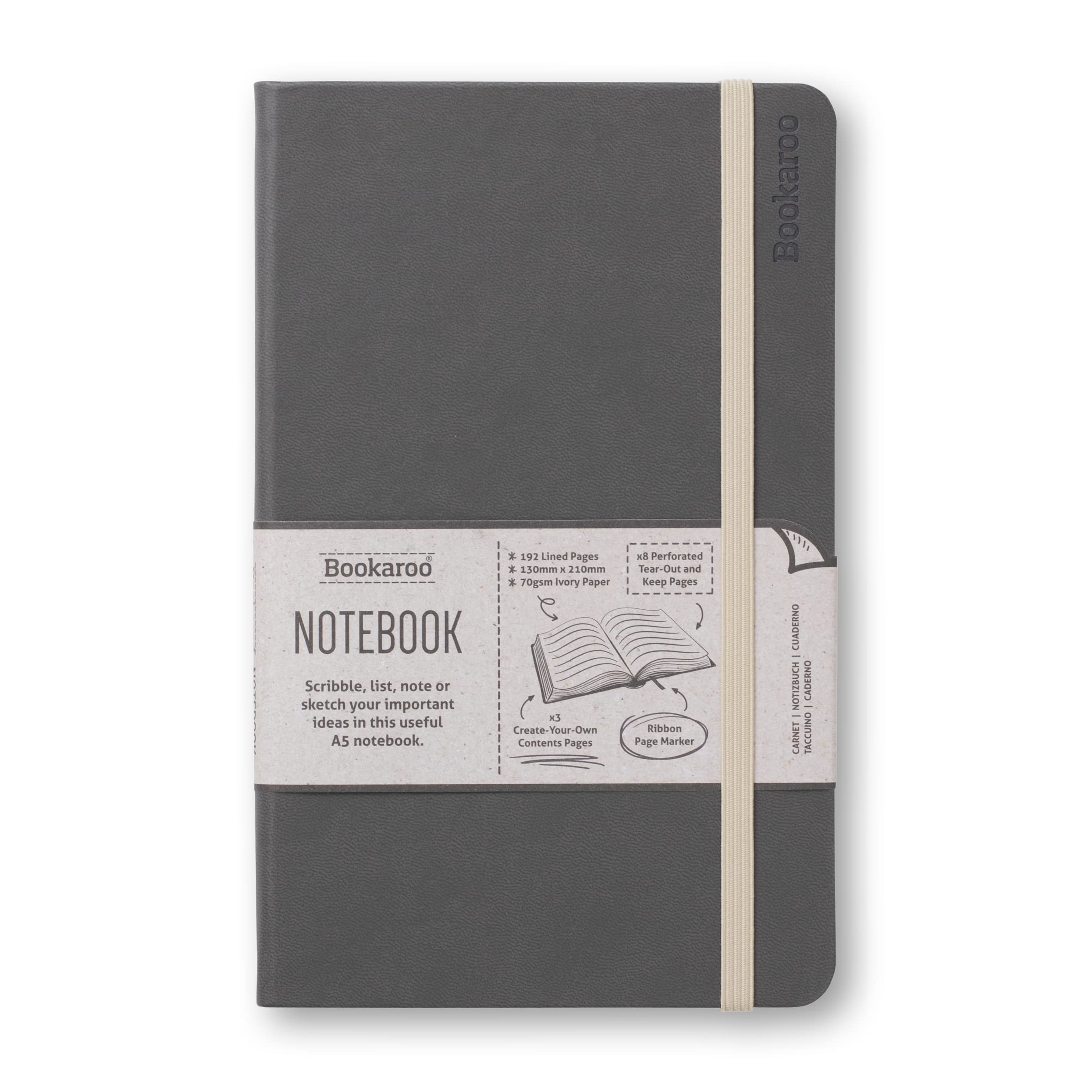 Bookaroo Notebook (A5) Journal - Charcoal (Paperback Book)
