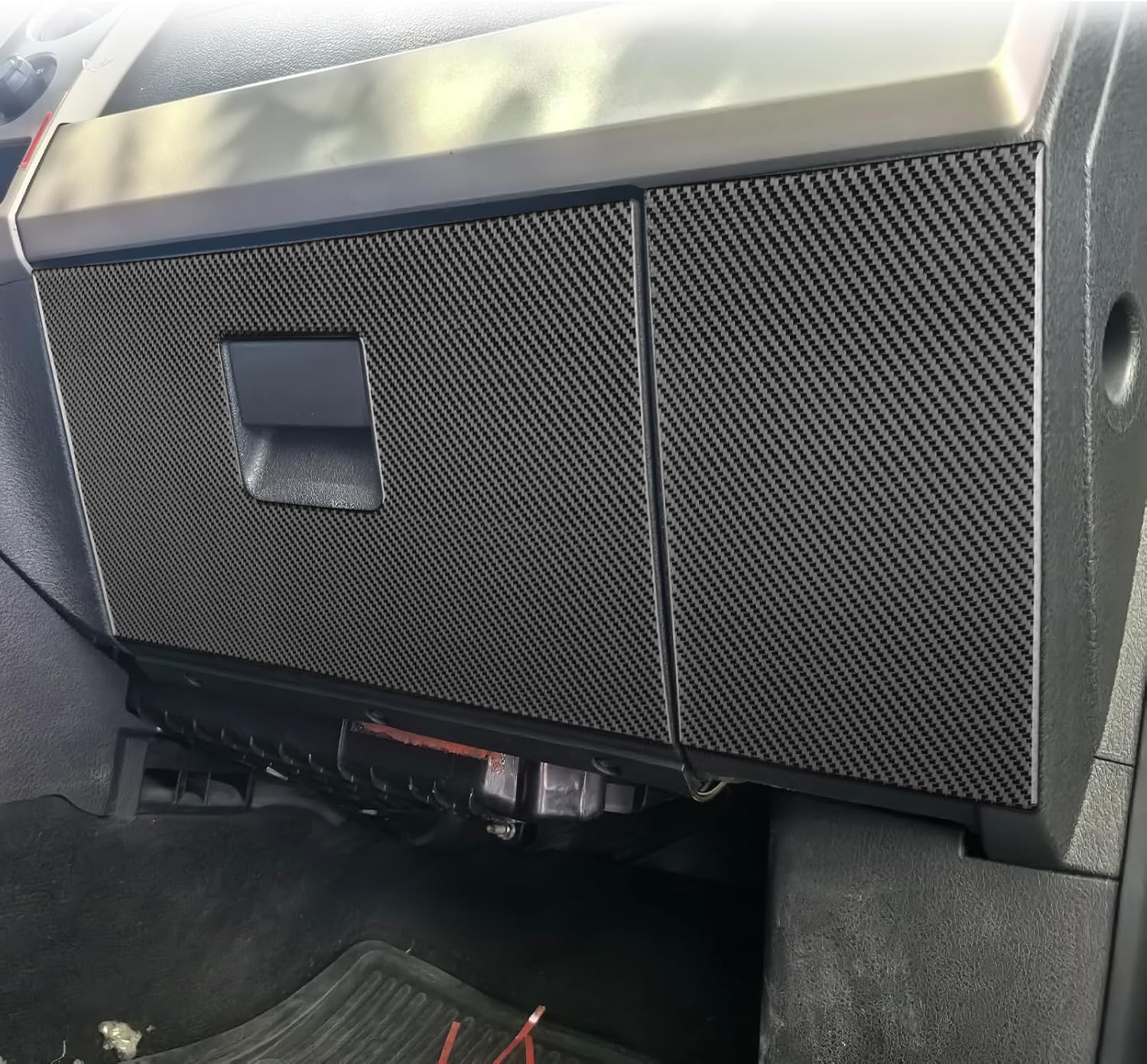 Real 3K Black Carbon Fiber Car Co-pilot Glove Box Scratch Protector Cover Soft ​Sticker Interior Accessories Trim Compatible with Ford F150 2009-2014/F-150 SVT Raptor 2010-2014[Crew Cab Version]