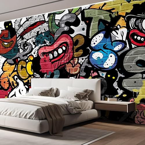 Miniatura 4 de wall26 Calcomanía removible de paredmural de dibujos animados de animé, pintura en aerosol de personajes de graffiti y arte callejero, paisaje