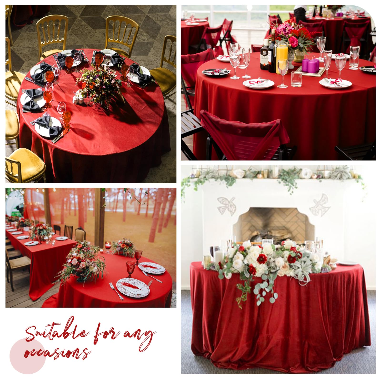 Mantel Navidad Rojo Mantel Redondo 60 Pulgadas Color Rojo - Poliéster  Lavable Para Bodas Y Navidad Mantel Duradero Para Eventos Especiales, image size:1600x1600