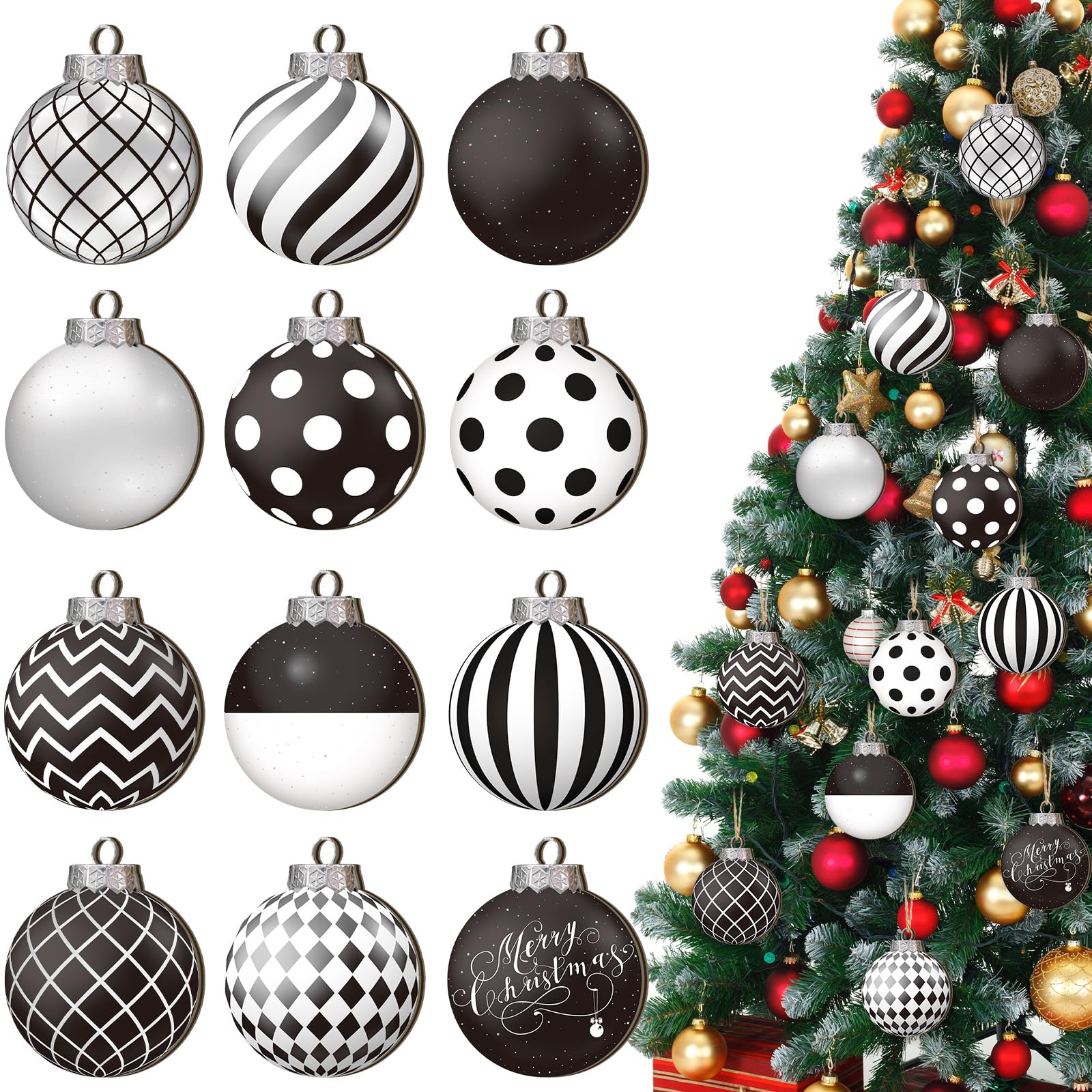 36 Pcs Vintage Christmas Ornaments Wooden Christmas Tree Ornaments Snowman Snowflake Santa Wood Cutouts Rustic Farmhouse Christmas Tree Decorations for Home Xmas Winter Party (Balls)