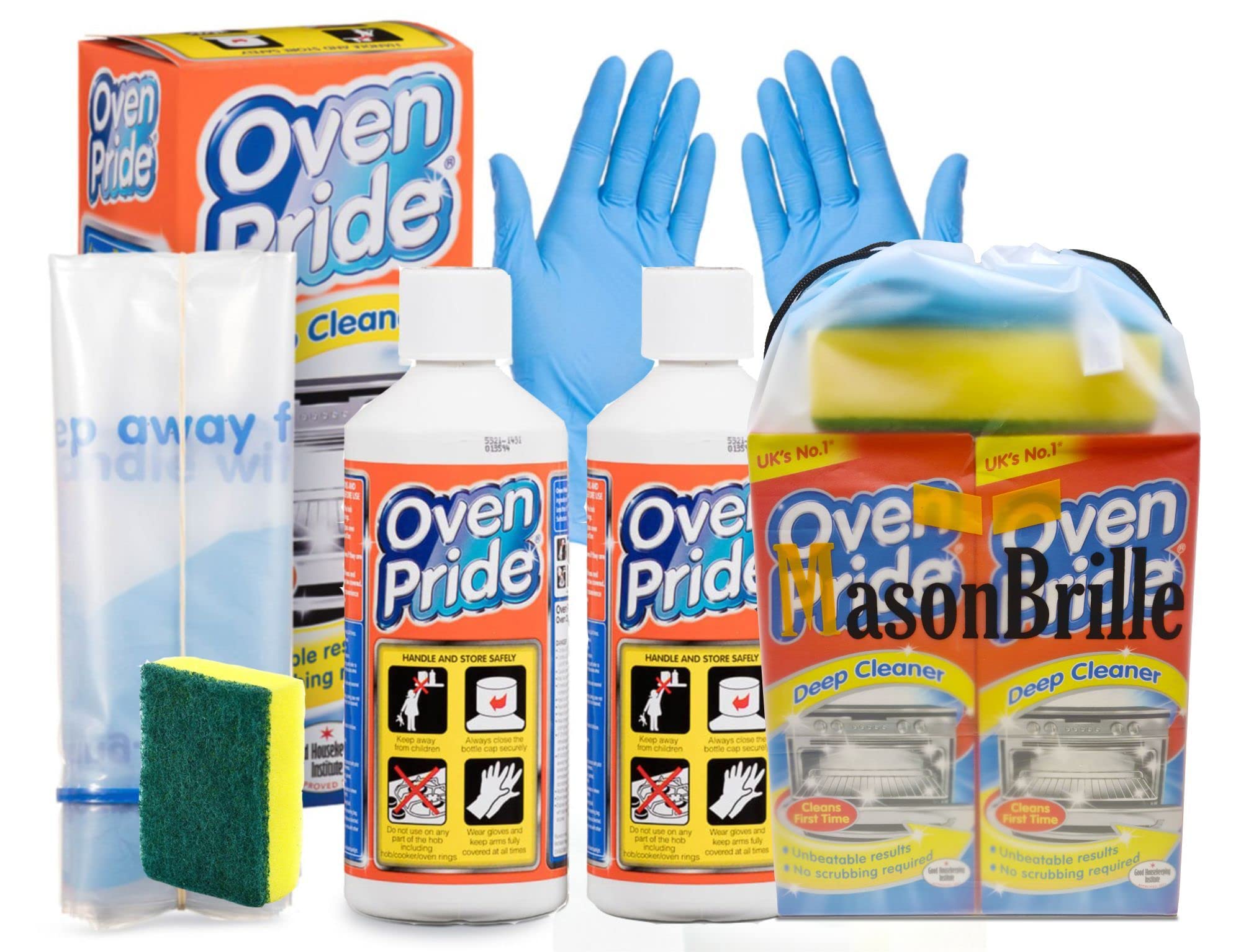2 Packs of Oven Pride Oven Cleaner – Powerful All-In-One Oven & BBQ Cleaning Kit With Microfibre Cleaning Cloth, Safety Gloves, Degreaser Sponge & Oven Bags – Easy to Use – No Fumes, Mess, or Hassle