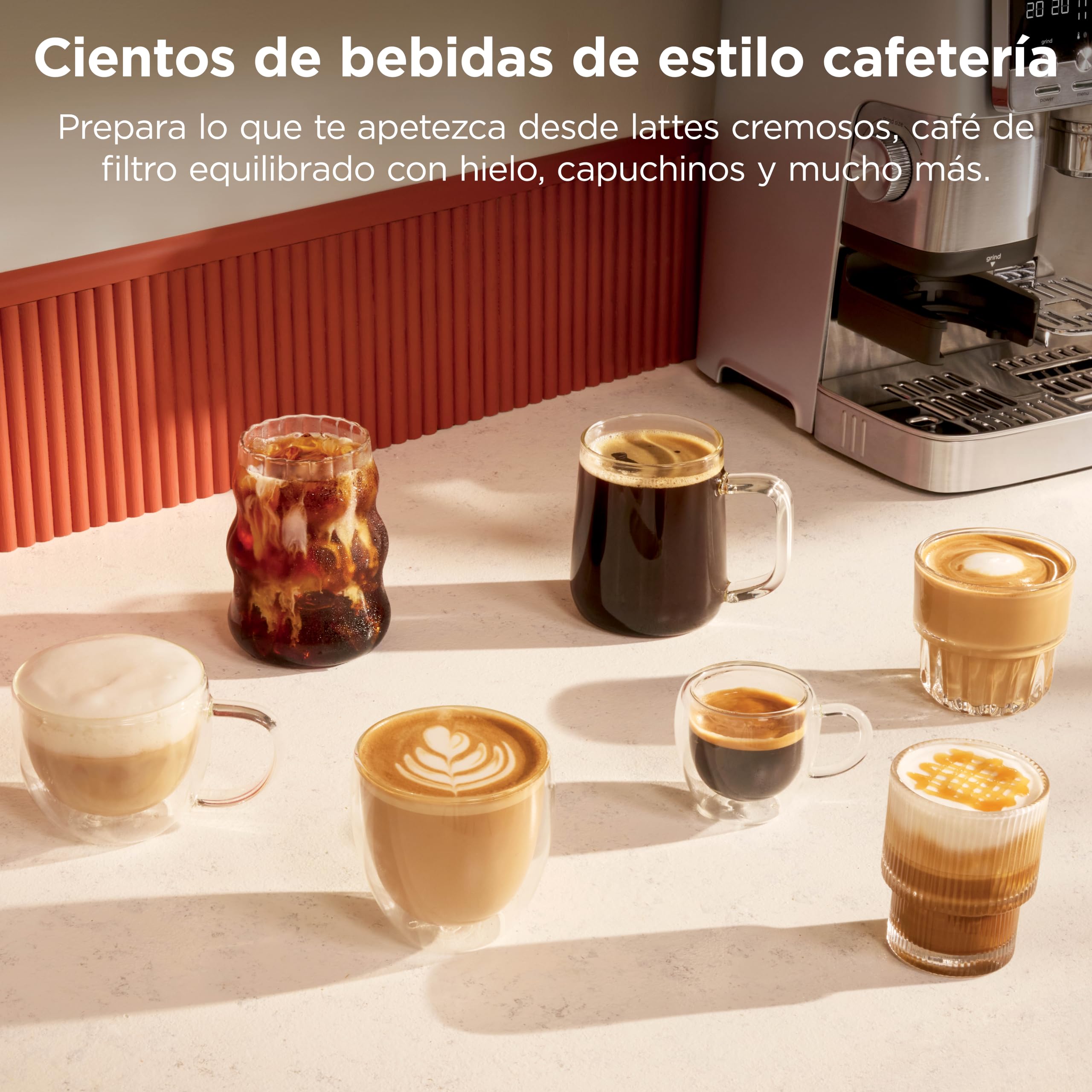 Ninja Luxe Café Mini Cafetera 2 en 1 para café de filtro y espresso con espumador automático de leche, molinillo integrado ES351EU