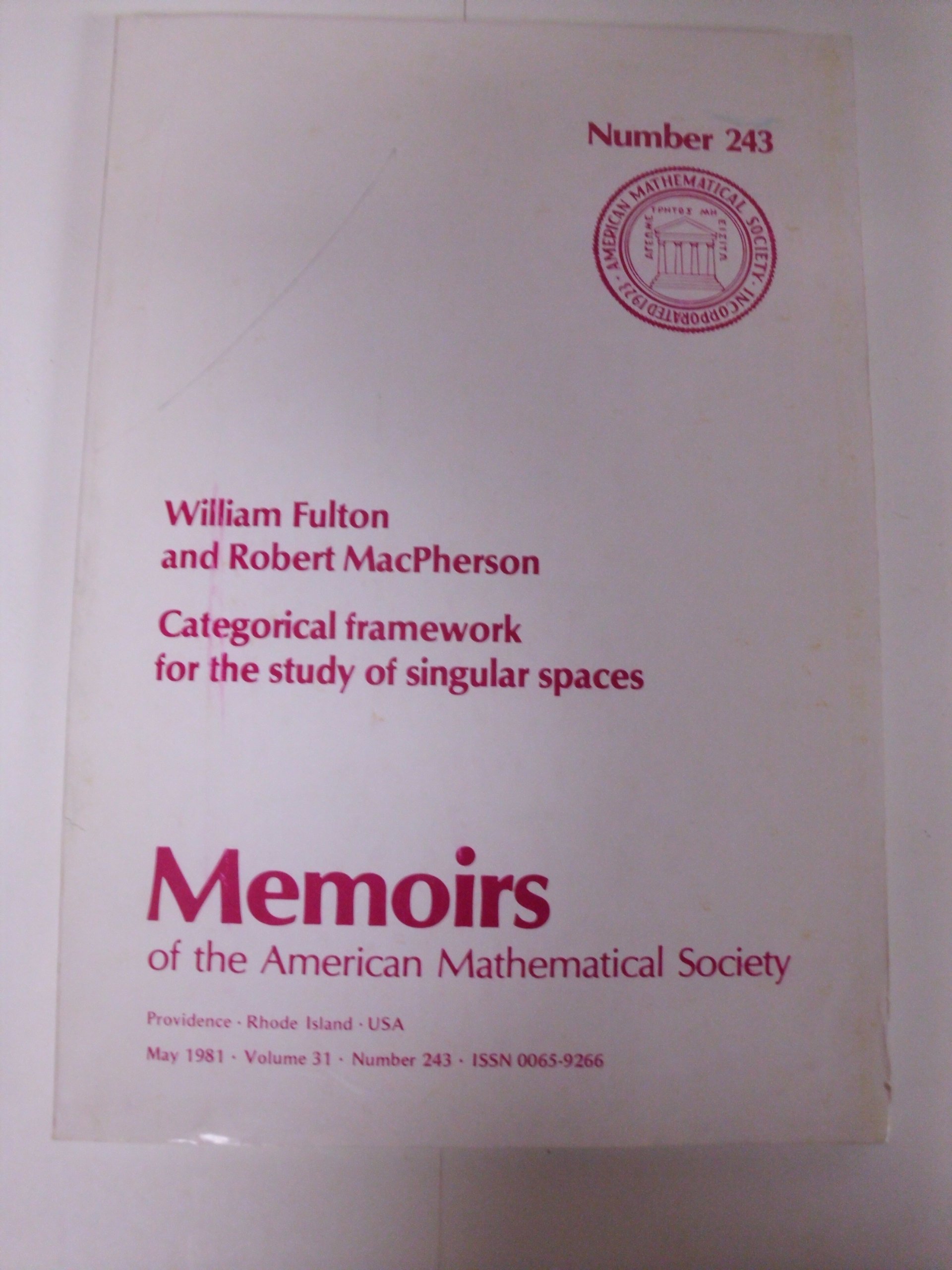 Buy Categorical Framework for the Study of Singular Spaces (Memoirs of the American Mathematical Society) — BookShops.in